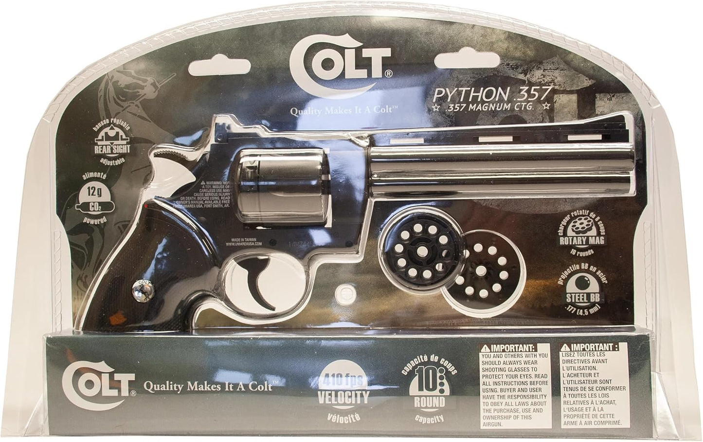 Umarex Colt 6" Python .357 Caliber Steel BB C02 Air Pistol, Powdered Black