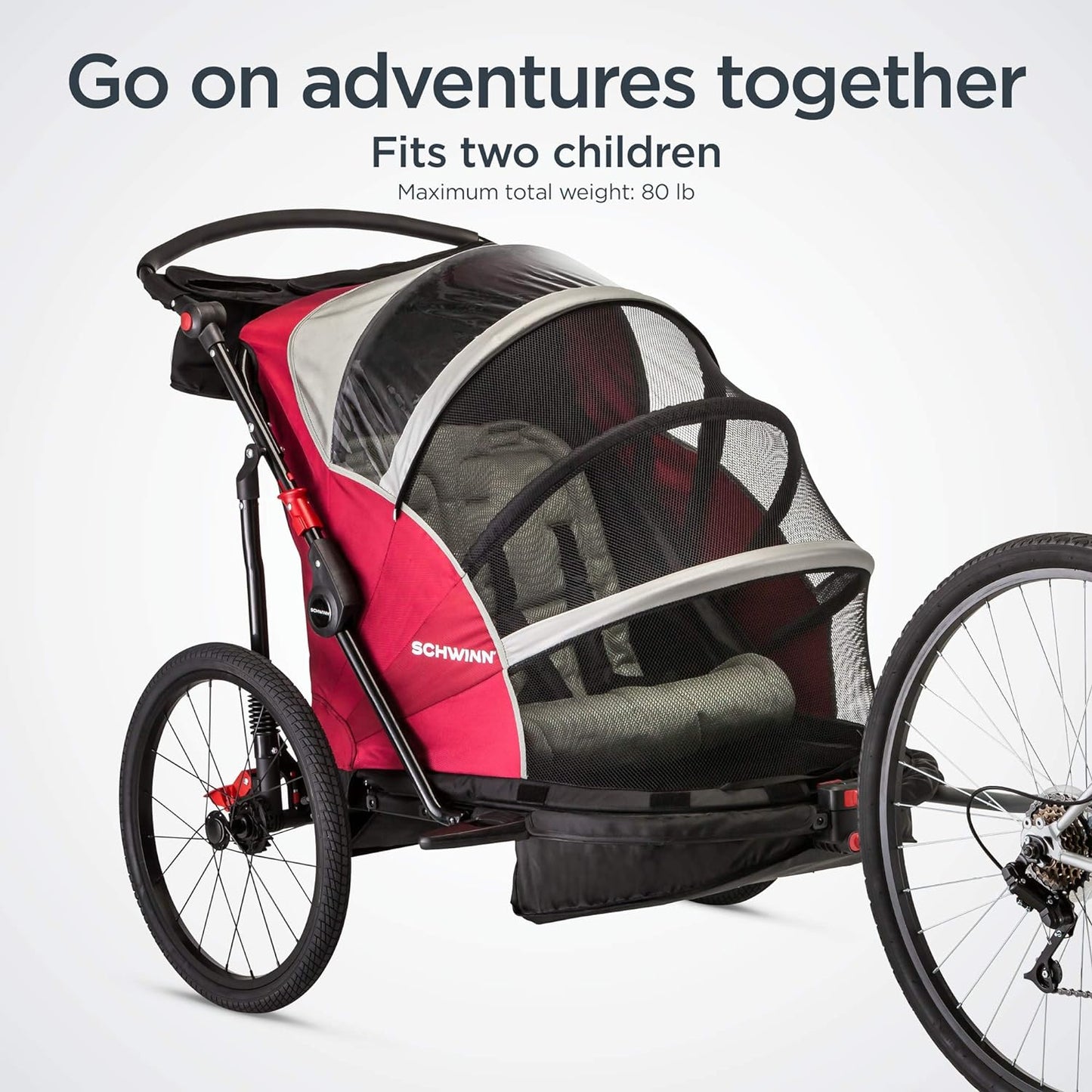 Schwinn Trailblazer Plus, Trailblazer, Joyrider or Echo Kids Bike Trailer, Single or Double Seat, Universal Coupler, Folding Frame, Quick-Release Wheels, Canopy, Schwinn Bike Trailer for Kids