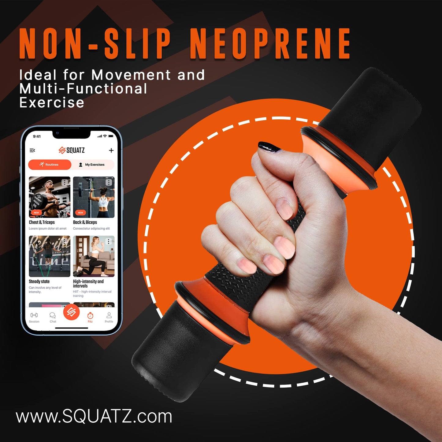SQUATZ 3lb Dumbbell Weight Set - Adjustable Weight All-in-One Versatile Dumbbells for Women, Non-Slip Neoprene Ideal for Common Movement and Multi Functional Exercise, Home Gym Training
