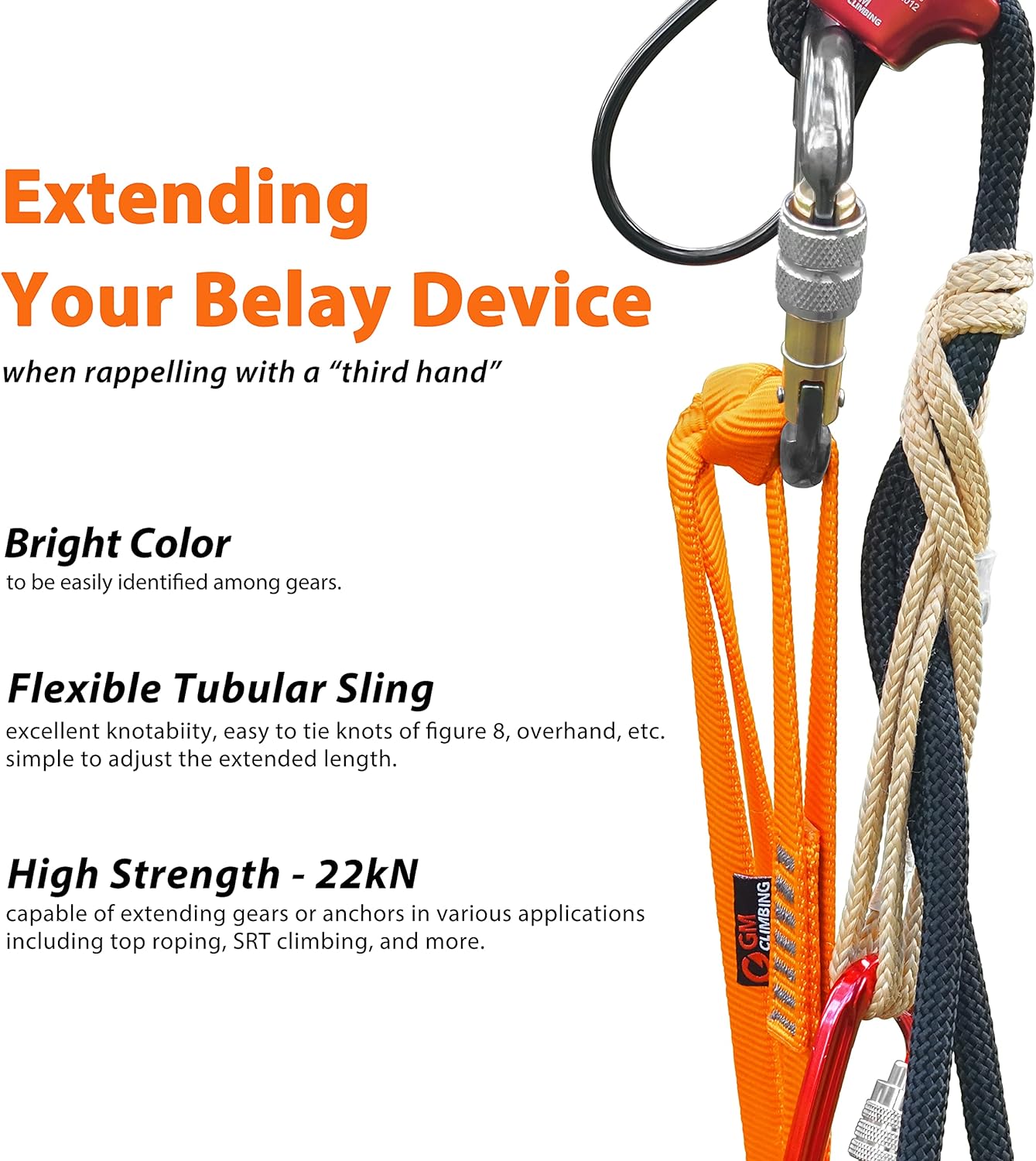 16mm Nylon Sling Runner - GM CLIMBING 22kN / 4950lbf CE UIAA Certified for Climbing
