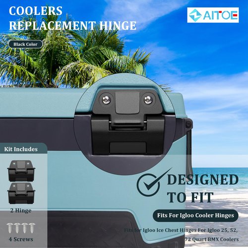 ZAITOE 2 Pack - Cooler Hinge Replacement Compatible with Ig-loo BMX Cooler Hinge,Fits for 25, 52, 72 Qt BMX Coolers (Latch Hinge Kit Includes 4 Screws)