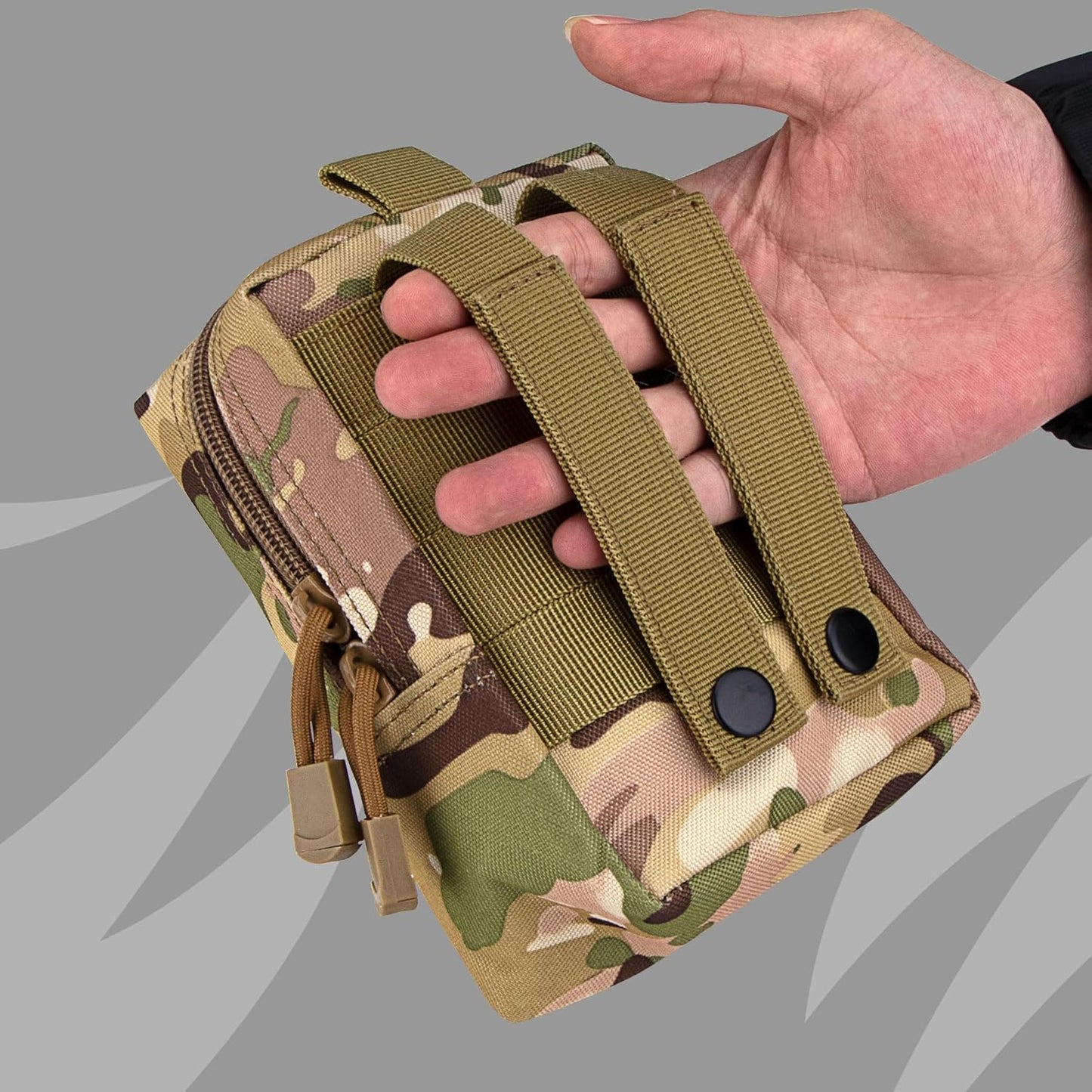 IronSeals 2 Pack Tactical Molle EDC Pouch Multi-Purpose Compact Pack Water-Resistant Utility Pouch with Flag Patch