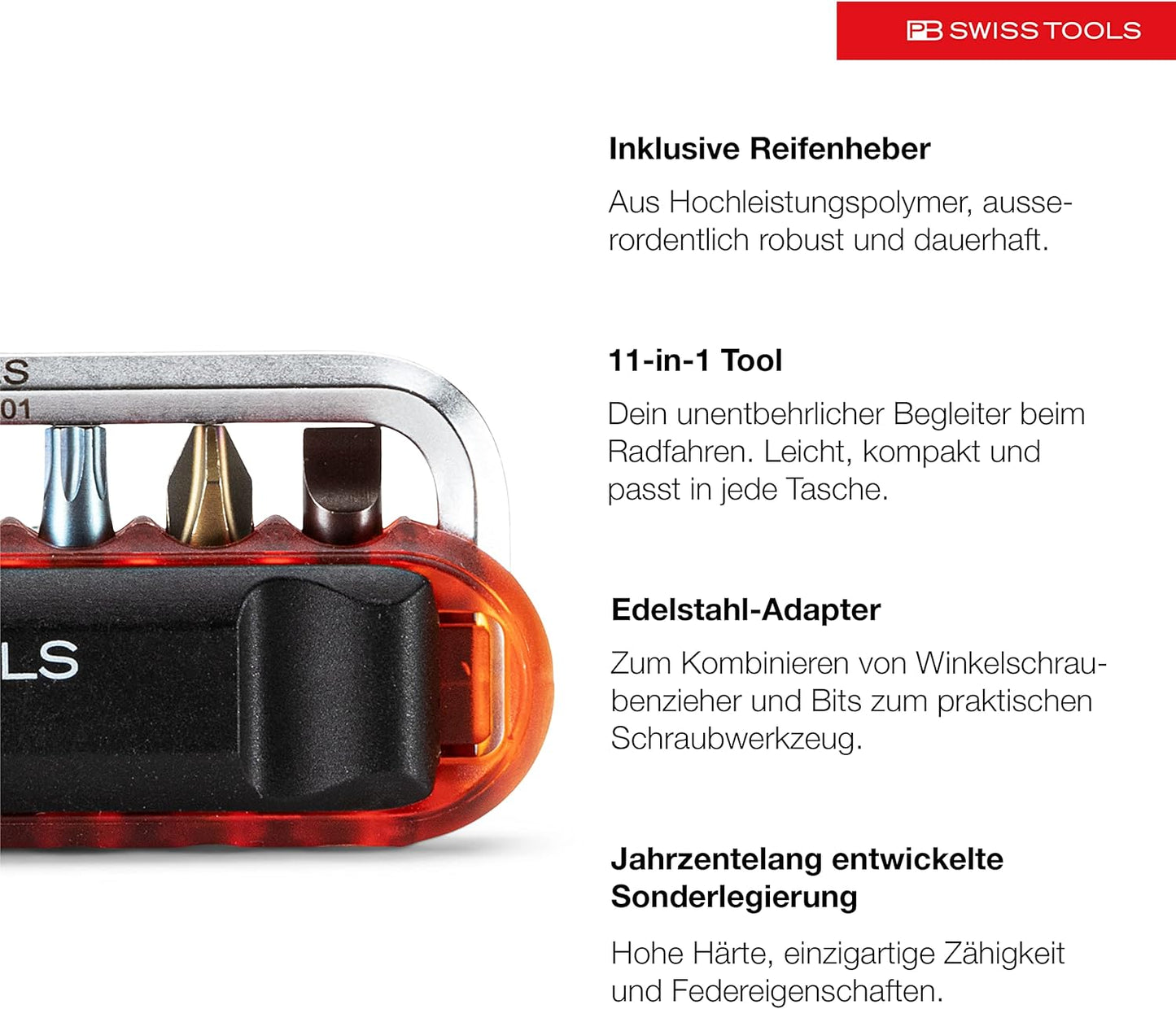 PB Swiss Tools Bike Multitool PB 470 | 100% Swiss Made | Pocket Tool with Bits, Allen Key, Steel Adapter, Tire Lever for Mountain and Road Bike, Bicycle, E-Bike (Green)