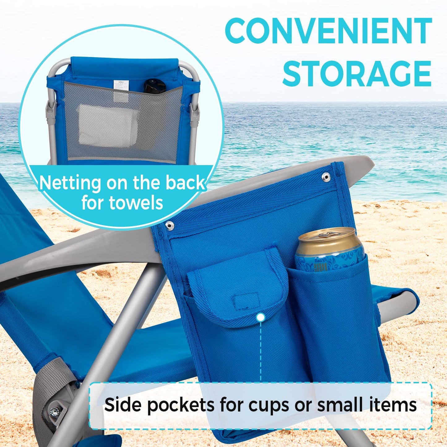 #WEJOY 2 Pack Folding 4-Position Beach Chair for Adults