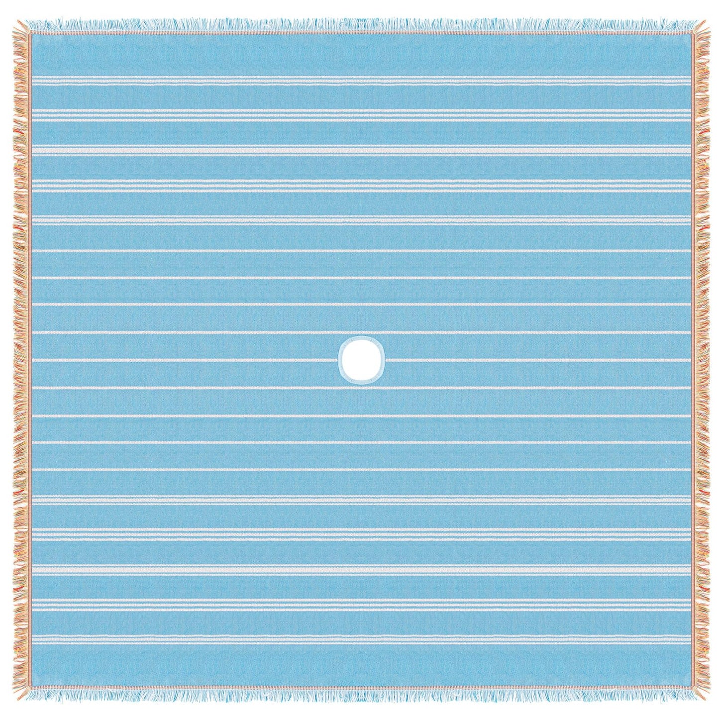 Peryiter Oversized Turkish Beach Blanket with Hole for Umbrella Cotton Extra Large Sand Free Beach Blanket Mat with Fringe Holiday Outdoor Picnic Travel Essentials Favorites, 70 x 70 Inches