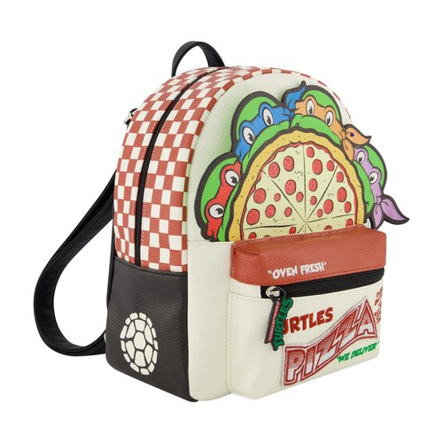 Concept One Teenage Mutant Ninja Turtles Mini Backpack, TMNT Small Travel Bag for Men and Women, Adjustable Shoulder Straps, Pizza, 10 Inch