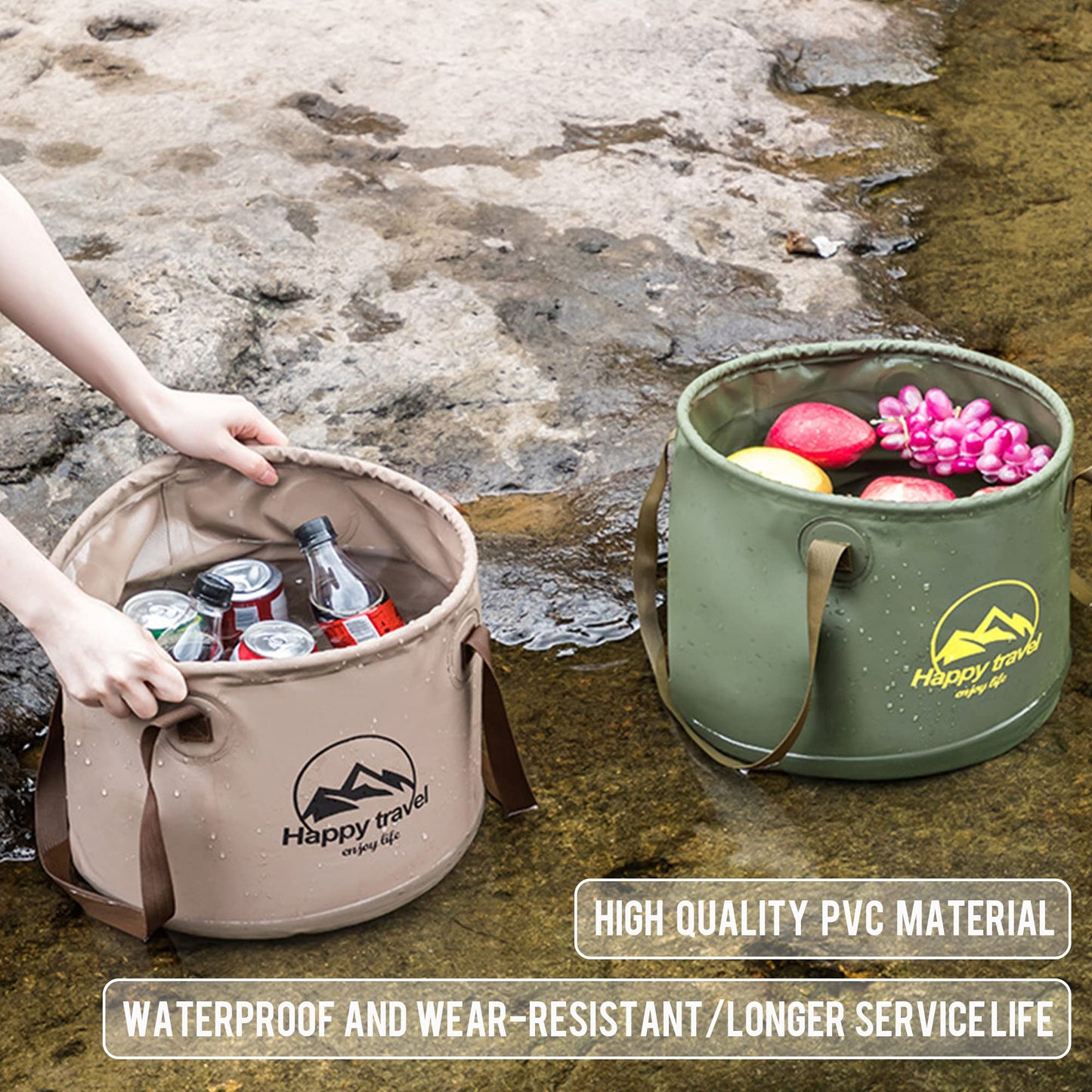 aiGear Collapsible Bucket 5.3 Gallon Portable Camping Outdoor Buckets Water Container Basin Foldable for Camping Hiking Travel Foot Soaking Fishing (CB20GN)