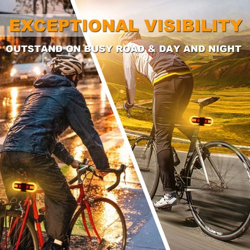 Bike Tail Light with Turn Signal, USB Rechargeable Bicycle Rear Light for Cycling, Split, Wireless Remote Control Waterproof Bike Taillight