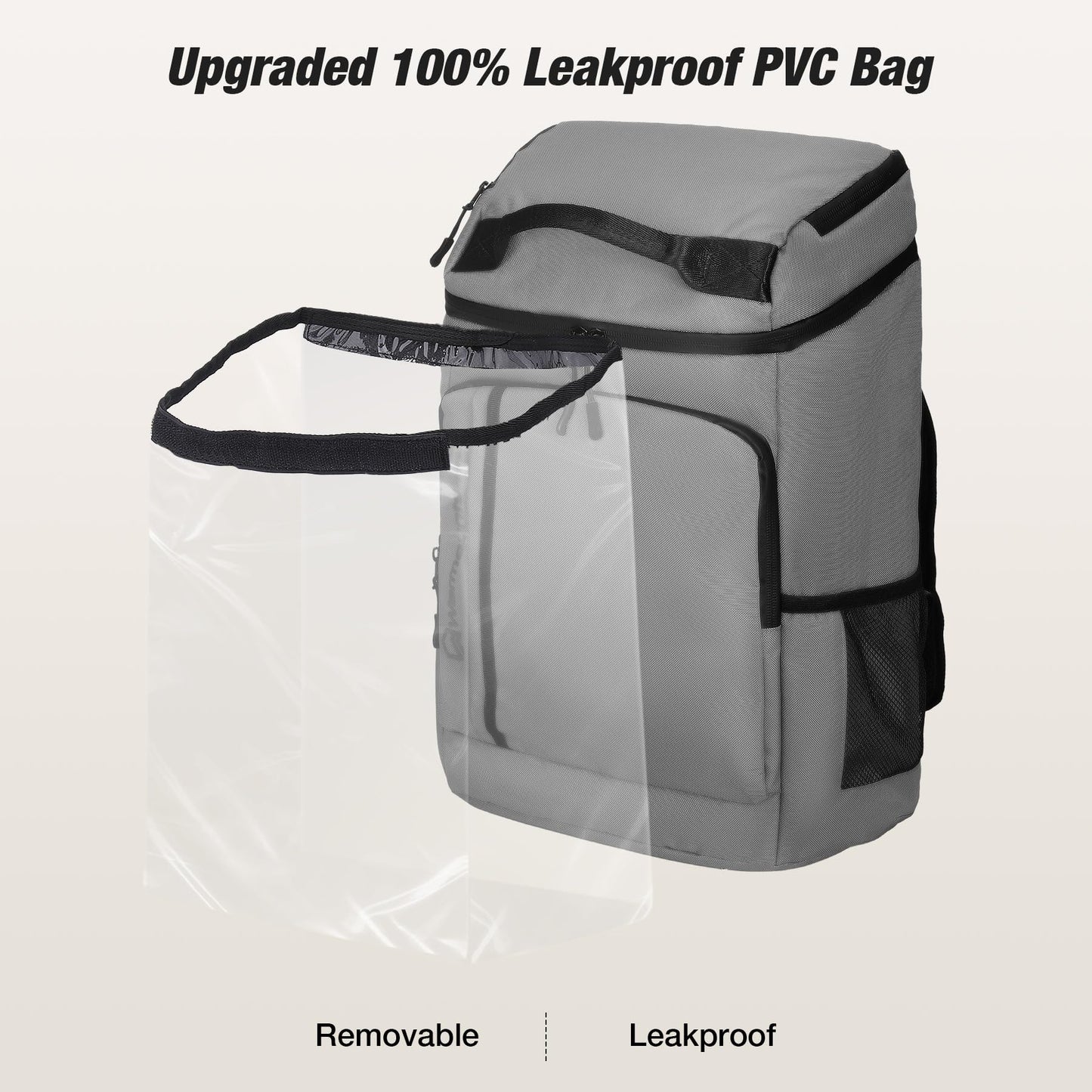 WARMOUNTS Insulated Waterproof Cooler Backpack 36 Cans, Soft Sided Ice Chest Cooler w/Leak Proof Liner, 5-Layer Insulation Portable Lunch Backpack for Camping, Beach, Fishing, Picnic, Travel (Gray)