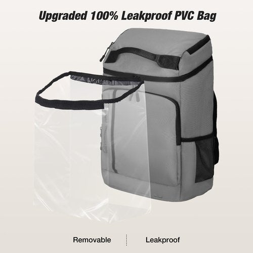 WARMOUNTS Insulated Waterproof Cooler Backpack 36 Cans, Soft Sided Ice Chest Cooler w/Leak Proof Liner, 5-Layer Insulation Portable Lunch Backpack for Camping, Beach, Fishing, Picnic, Travel (Gray)