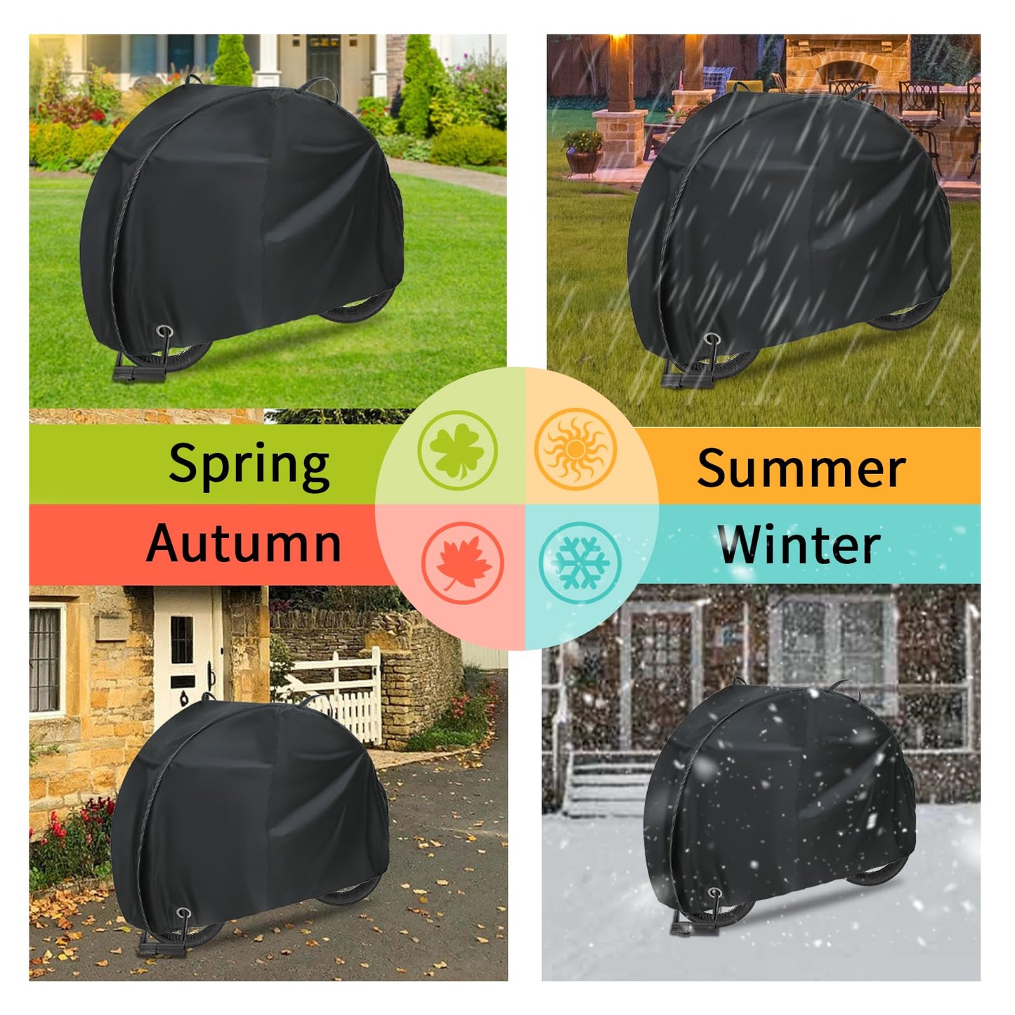REDRICH Heavy Duty Bike Cover for 1, 2 Bikes, Waterproof Bicycle Cover with Lock Holes, 420D Strong Oxford Outdoor Bike Storage Covers Rain Sun UV Wind Proof Tarp for Mountain Road Electric Bike