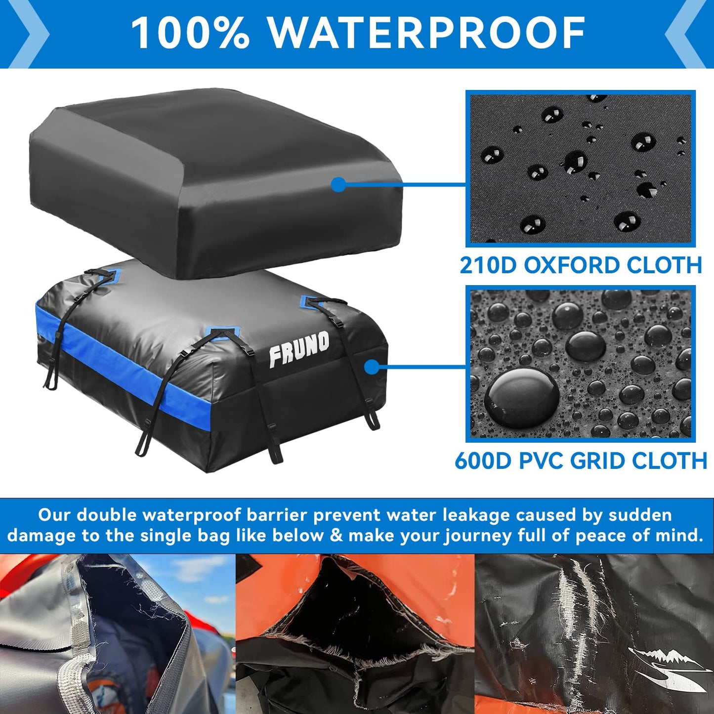 FRUNO Roof Rack Cargo Carrier Universal Fit Vehicle Rooftop Cargo Carrier Basket with Waterproof 21 Cubic Feet Cargo Bag & Cover