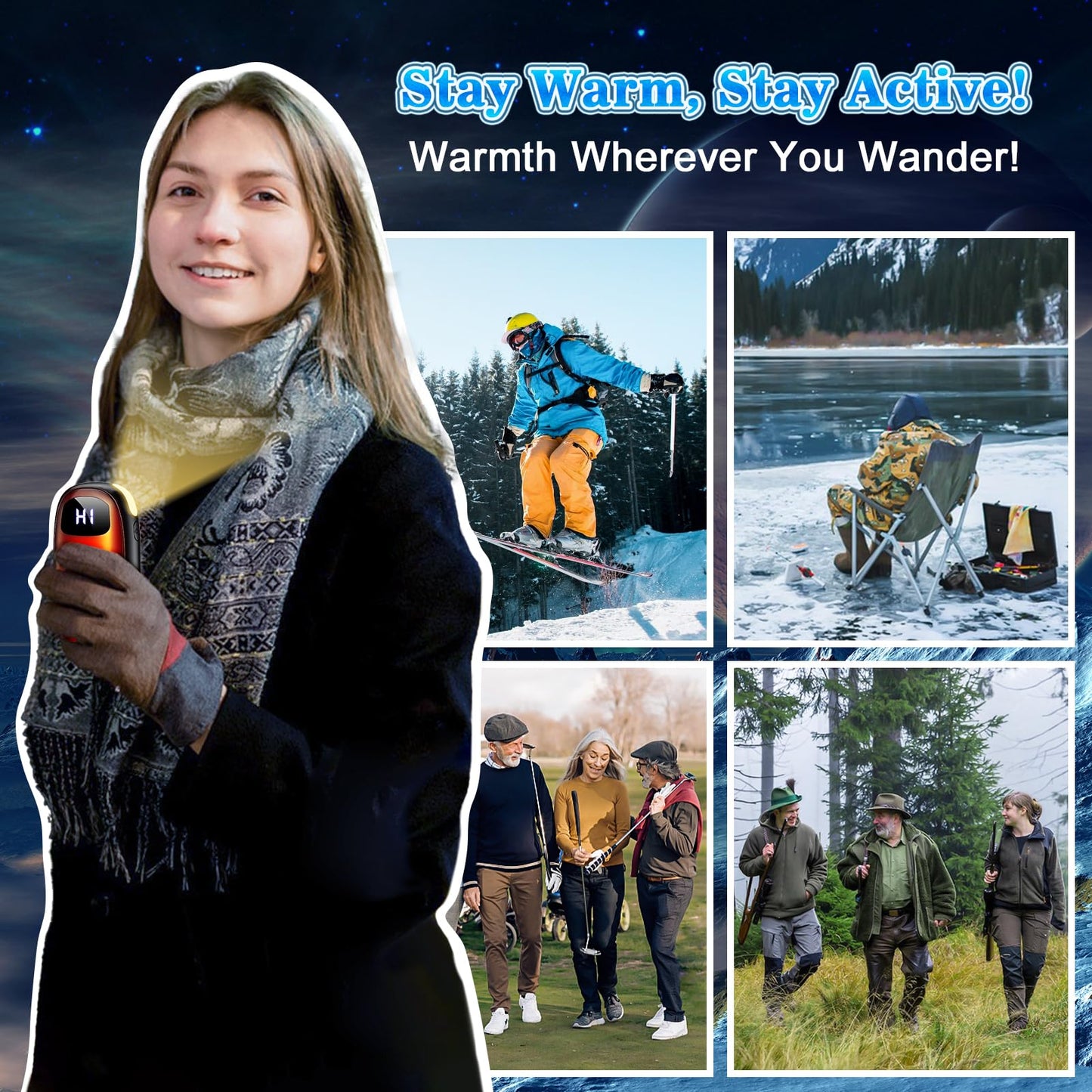 Hand Warmers Rechargeable 2 Pack - Electric Dual-Sided Heating Hand Warmers Max 131℉, 20Hrs Battery Operated Pocket Heater for Raynauds, Golf, Camping, Hunting Essentials, Gifts for Men Women
