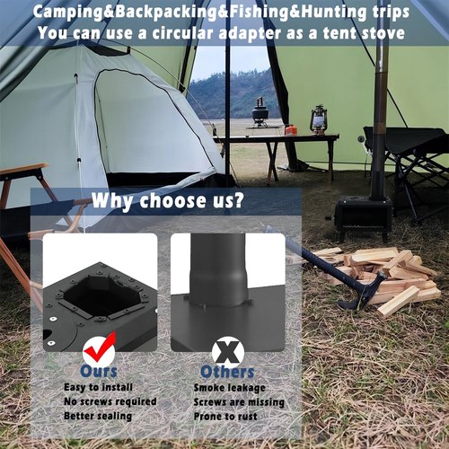 Wood Burning Stove with Fire Window,Portable Tent Stove with 7 Sectional Chimney Pipes,Sturdy Camping Wood Stove with X-shaped Pot Holder for Outdoor Backpacking,Cooking,Hiking and Heating