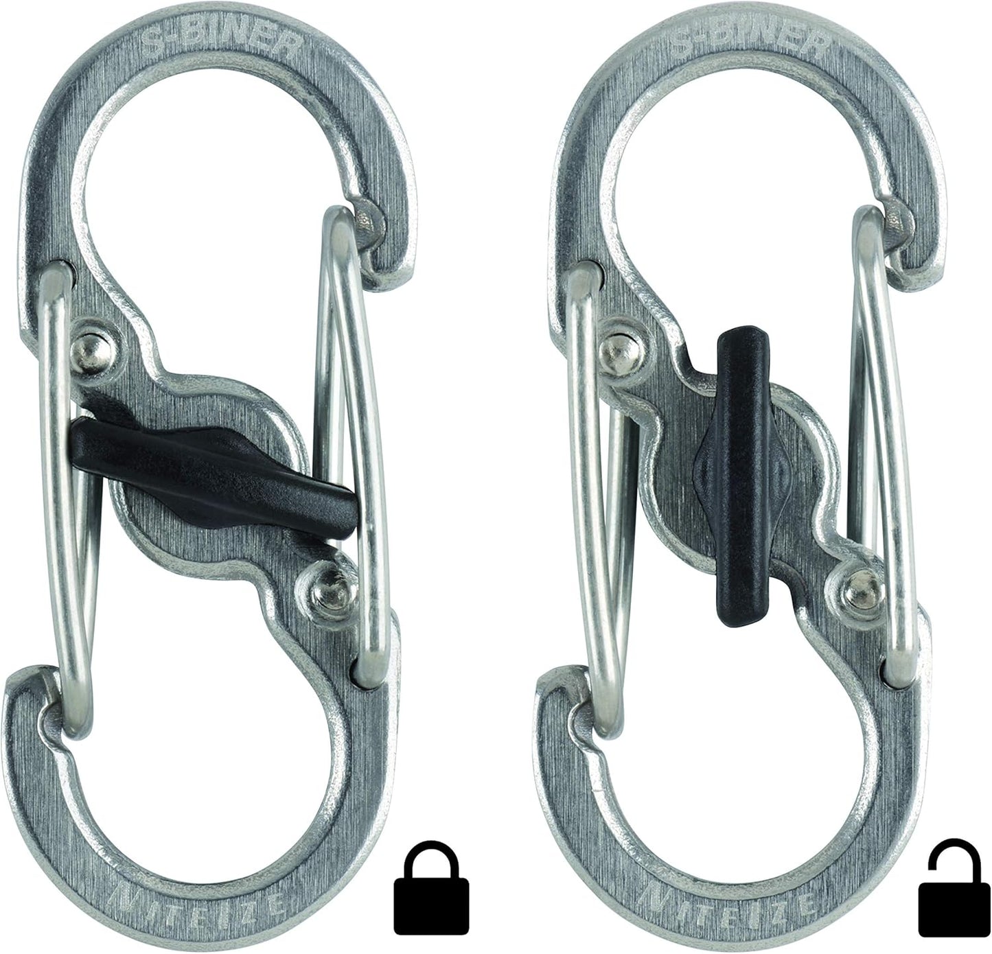 Nite Ize KeyRack Locker Steel S-Biner - Heavy-Duty Carabiner Clip for Keys - S-Biner MicroLocks for Key Holders - Stainless Steel Keychain Accessories & Organizers