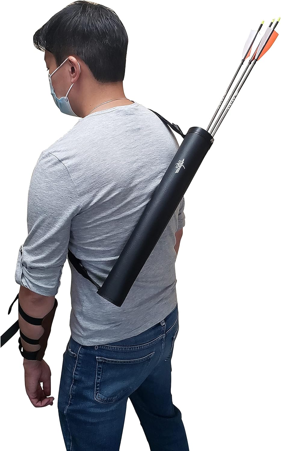 Southland Archery Supply SAS Leather Tube 17" Hip Quiver Arrow Holder with Belt Clip