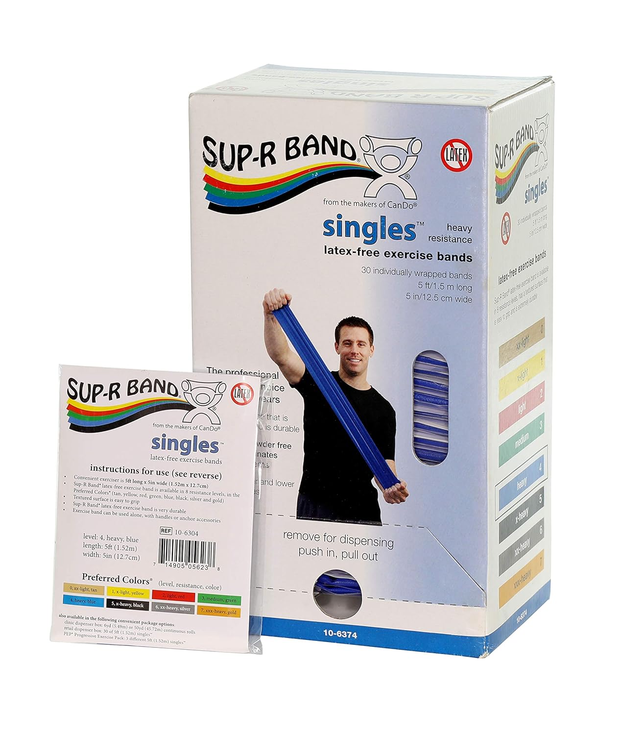 CanDo 10-6323 Sup-R Latex Free Exercise Band, 50yds Length, Green-Medium