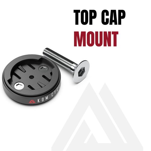KOM Cycling Top Cap Mount for Garmin and Wahoo Bike Computers (Bike Mount for Edge 1040, Elemnt Roam, Elemnt Bolt v2) 1040 Bike Mount Compatible (Black)