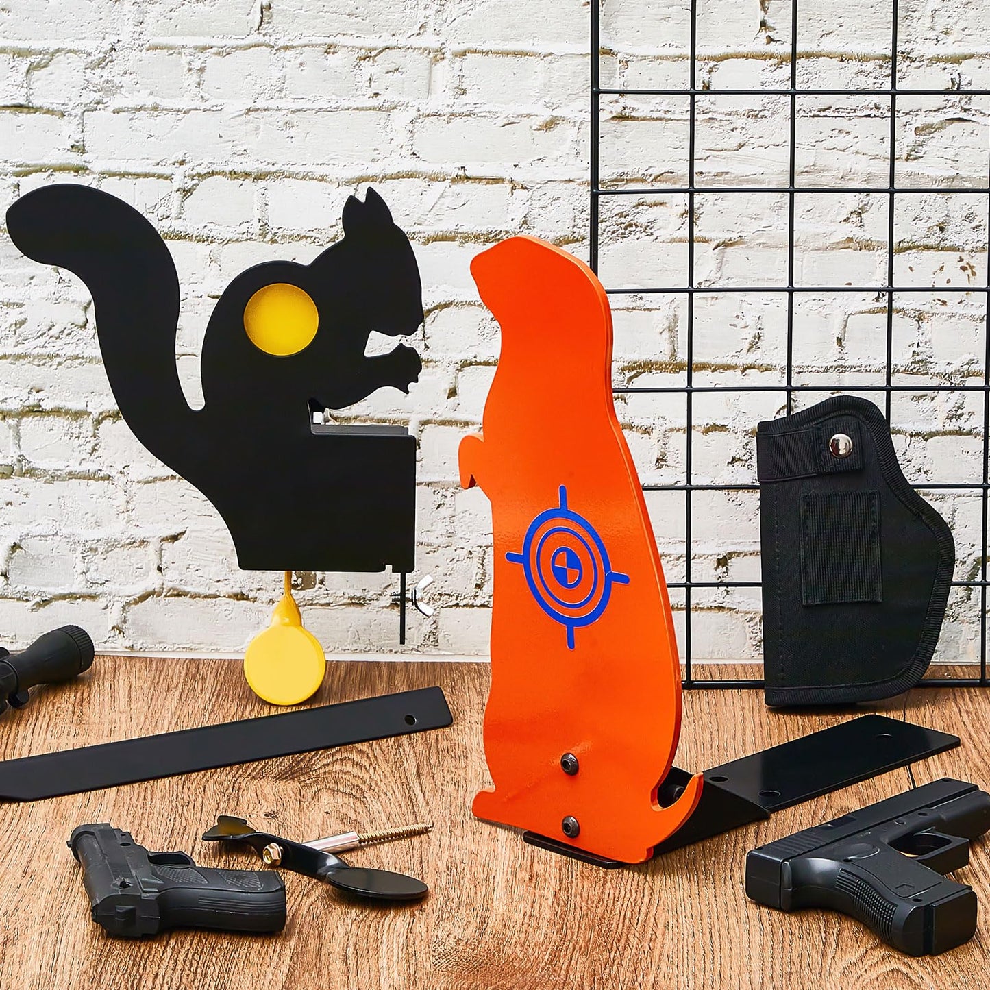 Leyndo 3 Pcs Metal Animal Targets Metal Squirrel Reset Target Outdoors Prairie Popper Pop-Up Steel Target, Bird Slingshot Target for Animal Training Target Rifle Pellet Accessories