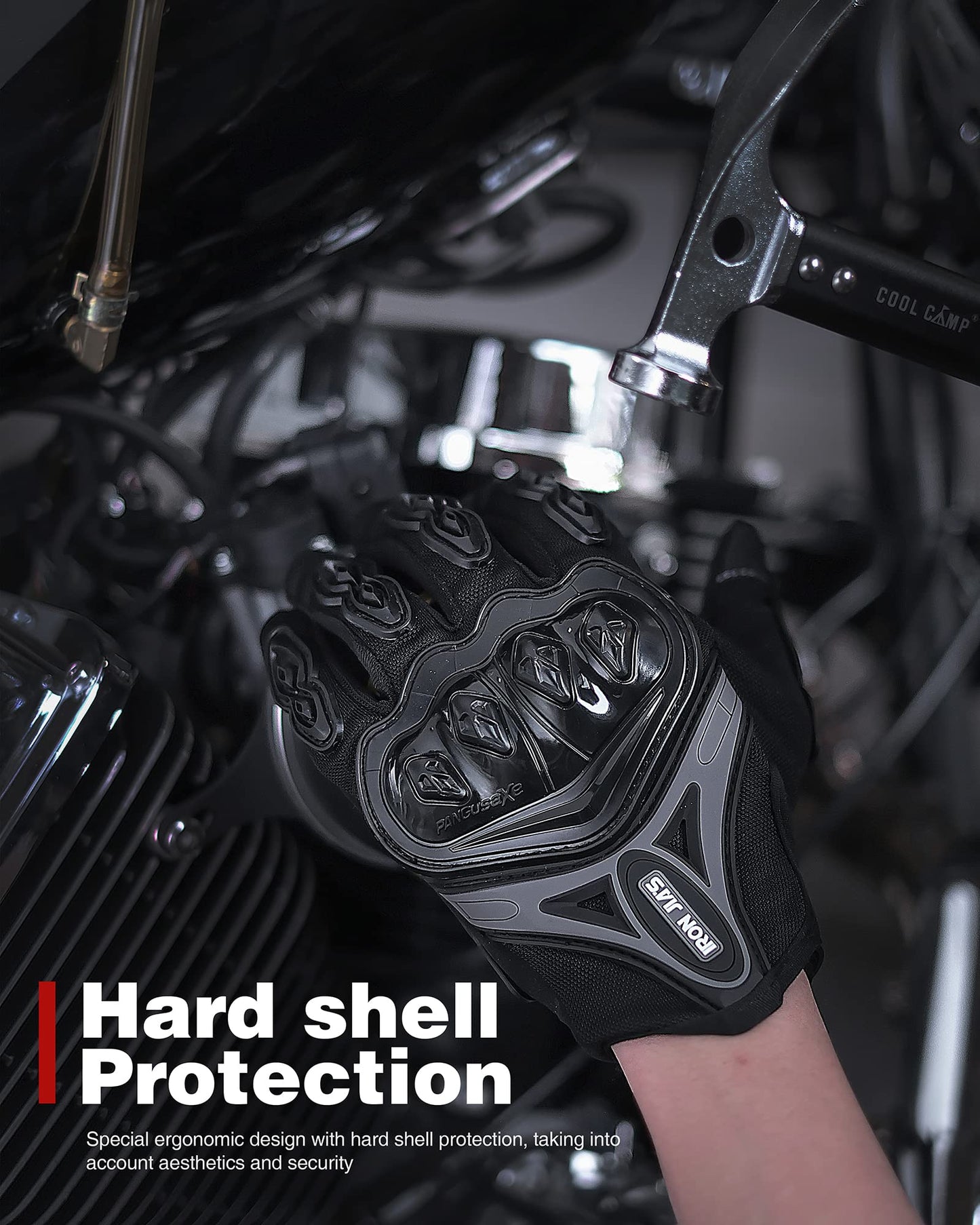 IRON JIA'S Motorcycle Gloves Full Finger Durable for Road Racing Bike Summer Spring Powersports Support Touch Screen Black-L