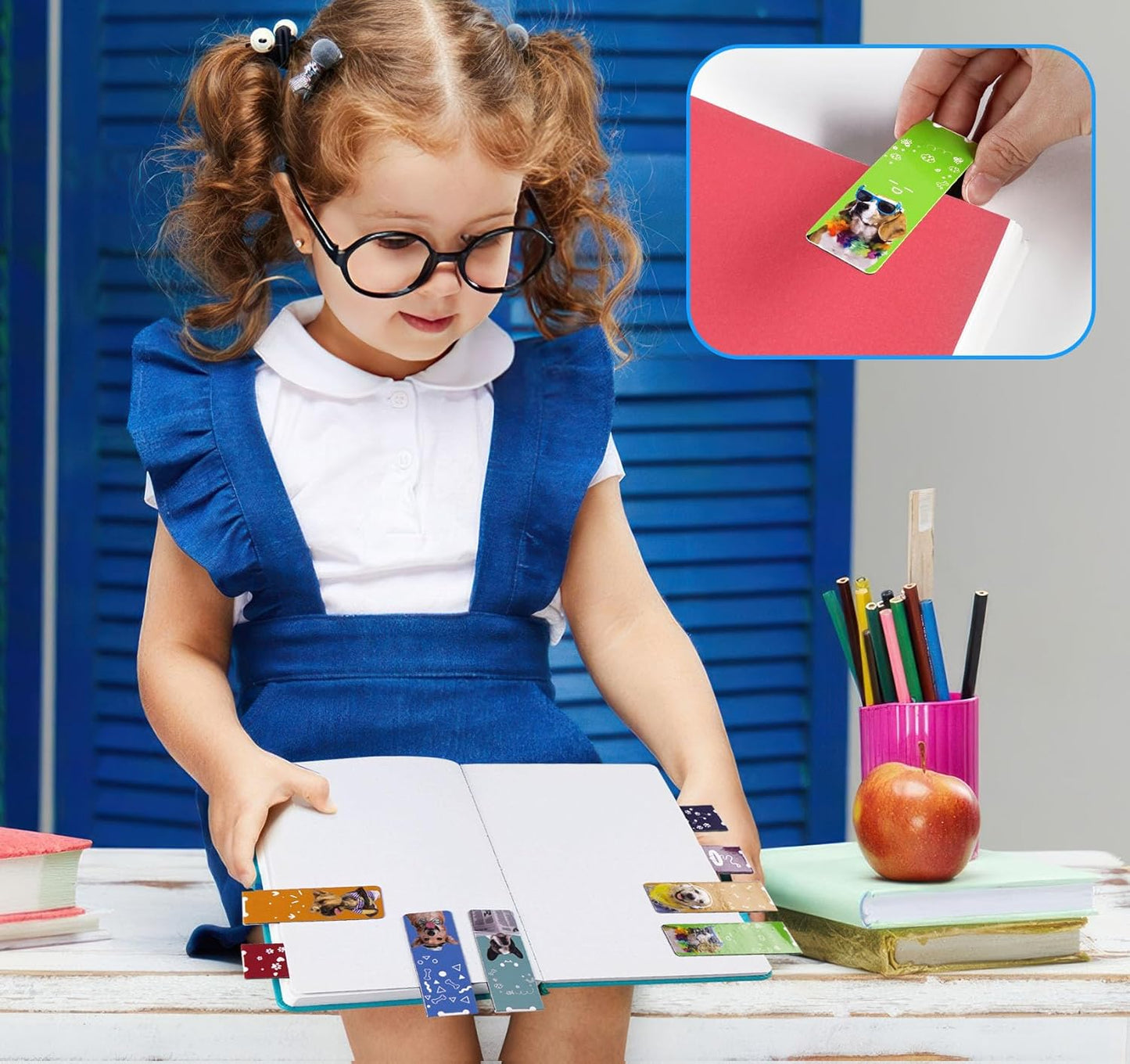 Magnetic Bookmarks 14Pcs Book Mark 3.1’‘ Page Magnetic Markers with Magnet Book Markers Page Clip for Students Teachers School Home Office Reading Supplies