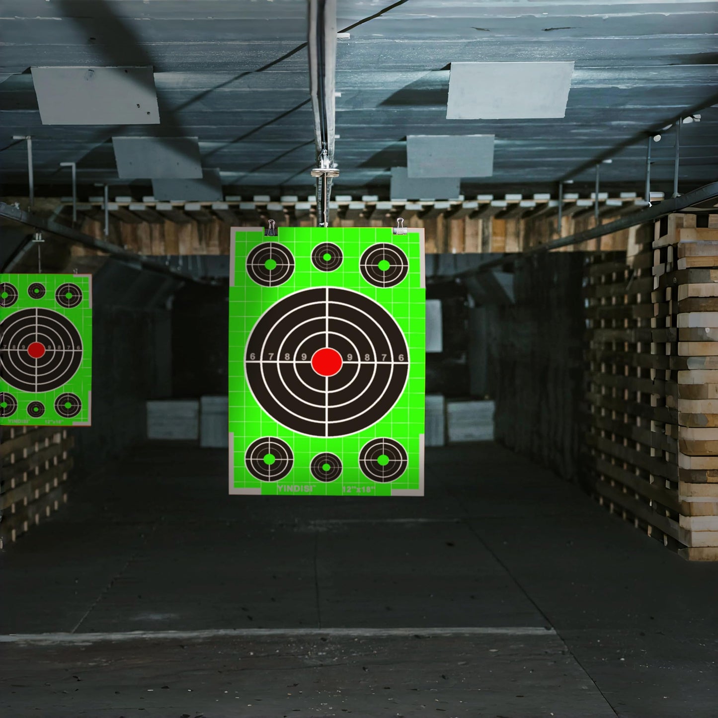 12x18 inch Fluorescent Green Circular Grid Targets with White Grid Lines, High Contrast, NonReflective Surface, Includes Carrying Bag, 25 Sheets, Ideal for Handguns, Rifles, Airguns, BB Guns