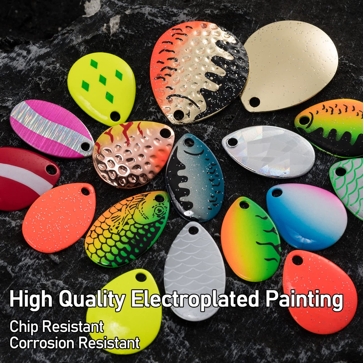 Dr.Fish 60 Pack Spinner Blades Colorado and Indiana Kit Fishing Lure Making Supplies Crawler Harness Walleye Rig for Trout Salmon