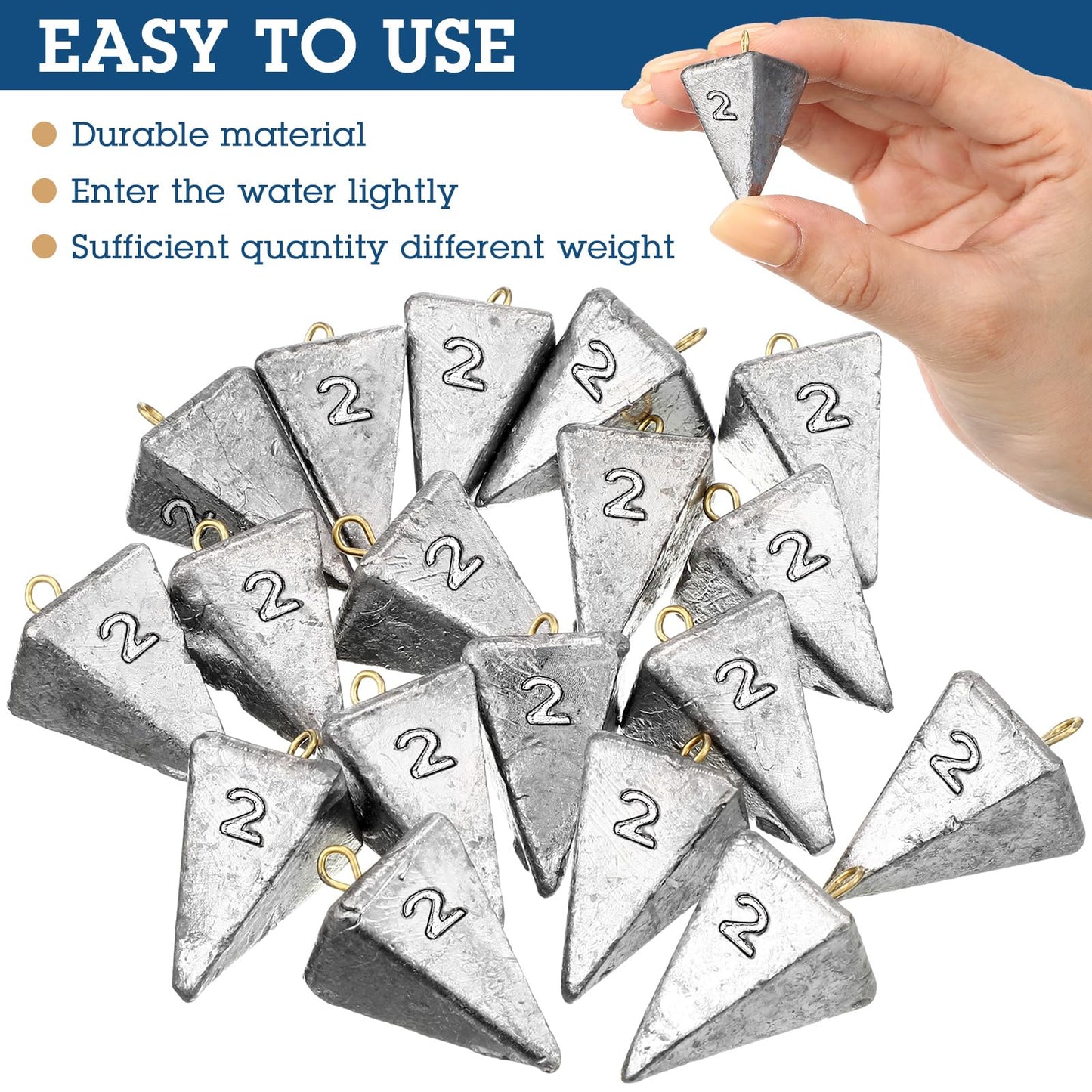 18 Pieces Pyramid Fishing Weights Sinkers Triangle Fishing Sinkers Rig Pyramid Sinkers for Ocean Saltwater Surf Bass Fishing Casting Gear Tackle (3)