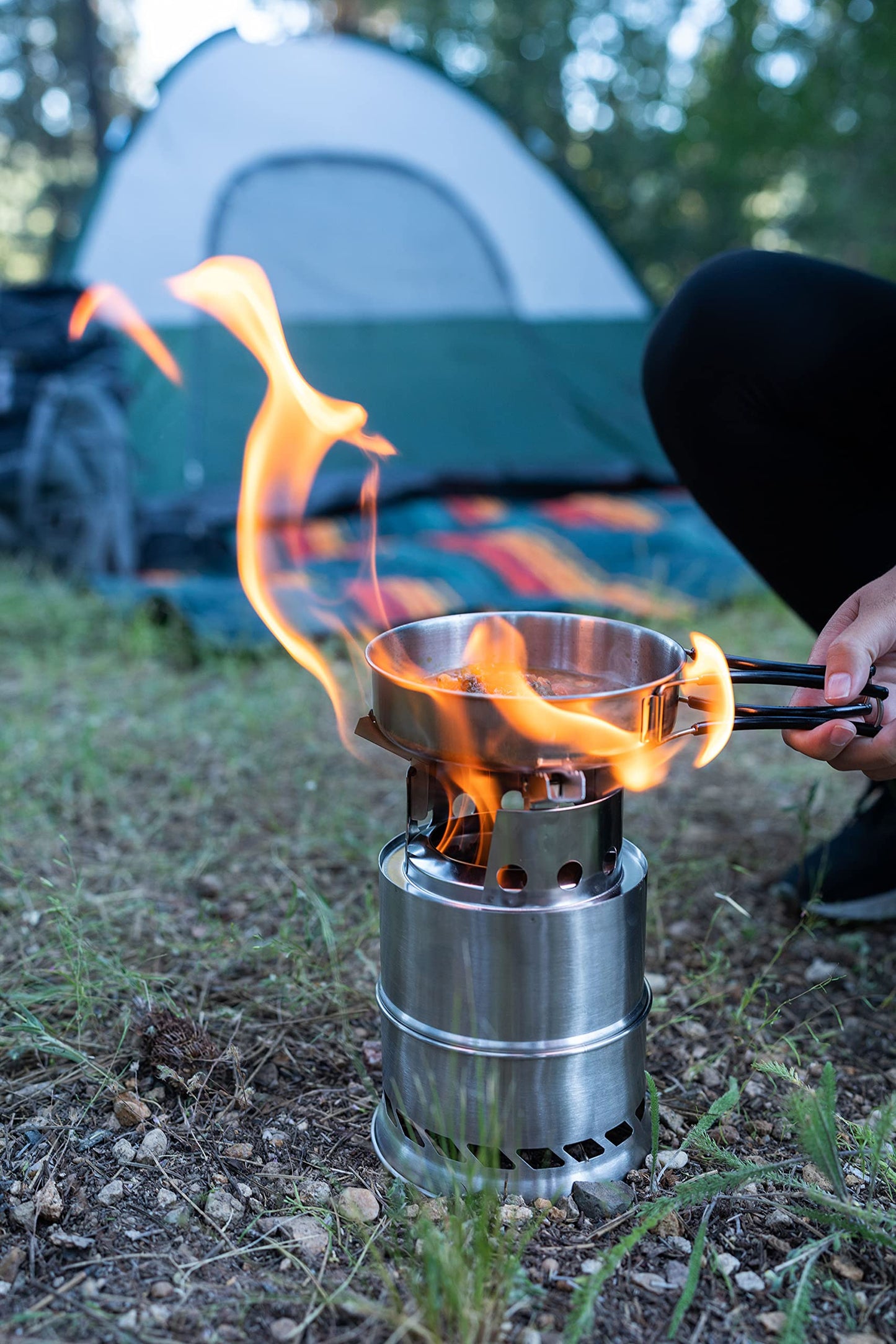 Stainless Steel Wood Burning Stove Extra Large - Portable Camping Backpacking Hiking - Picnic BBQ
