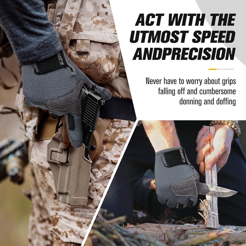 eLusefor Natural Tactile Shooting Glove: Seamless Wrap-Fingers Design,360°Touchscreen Freedom,Customizable Badge|Tactical,Police,Patrol,Law Enforcement Gloves for Men