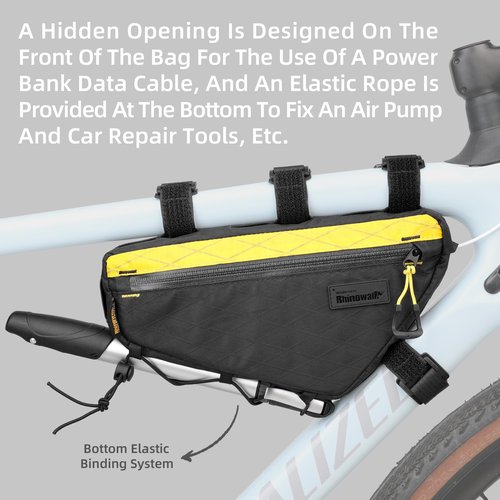 Rhinowalk Bike Frame Bag Waterproof Bike Triangle Bag 1.8L Bicycle Pouch Under Tube Bag Professional Cycling Accessories(M)-Black