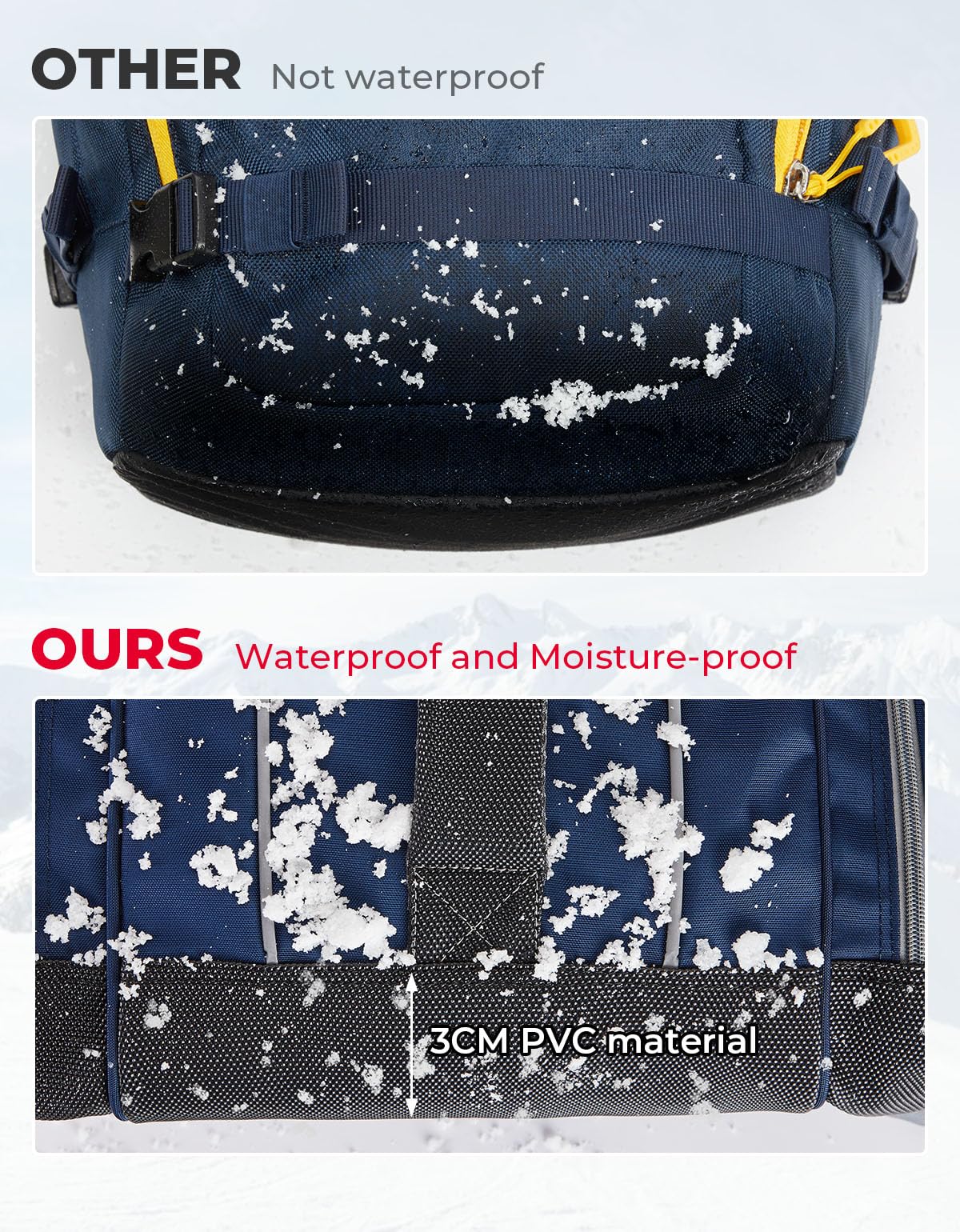 KEMIMOTO Ski Boot Bag, 55L Waterproof and Snowproof Skiing and Snowboarding Travel Luggage, Excellent for Store Ski Boots, Skiing, Snowboarding, Jacket, Helmet, Goggles, Gloves & Accessories-Blue