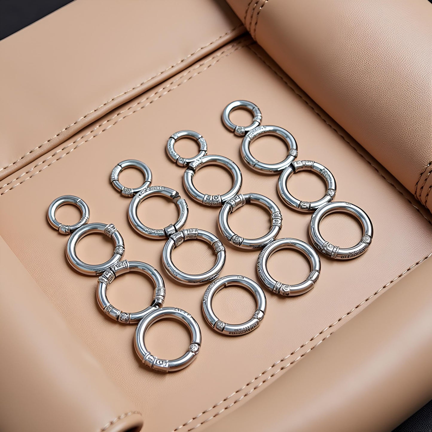 16Pcs Silver Trigger Spring O Rings Key Chain Rings - Metal Round Carabiner Clip, Key Rings for Car Keys, Circle Spring Key Ring for Handbag Purse Dog Leashes,Accessory and Keychain Carabiners