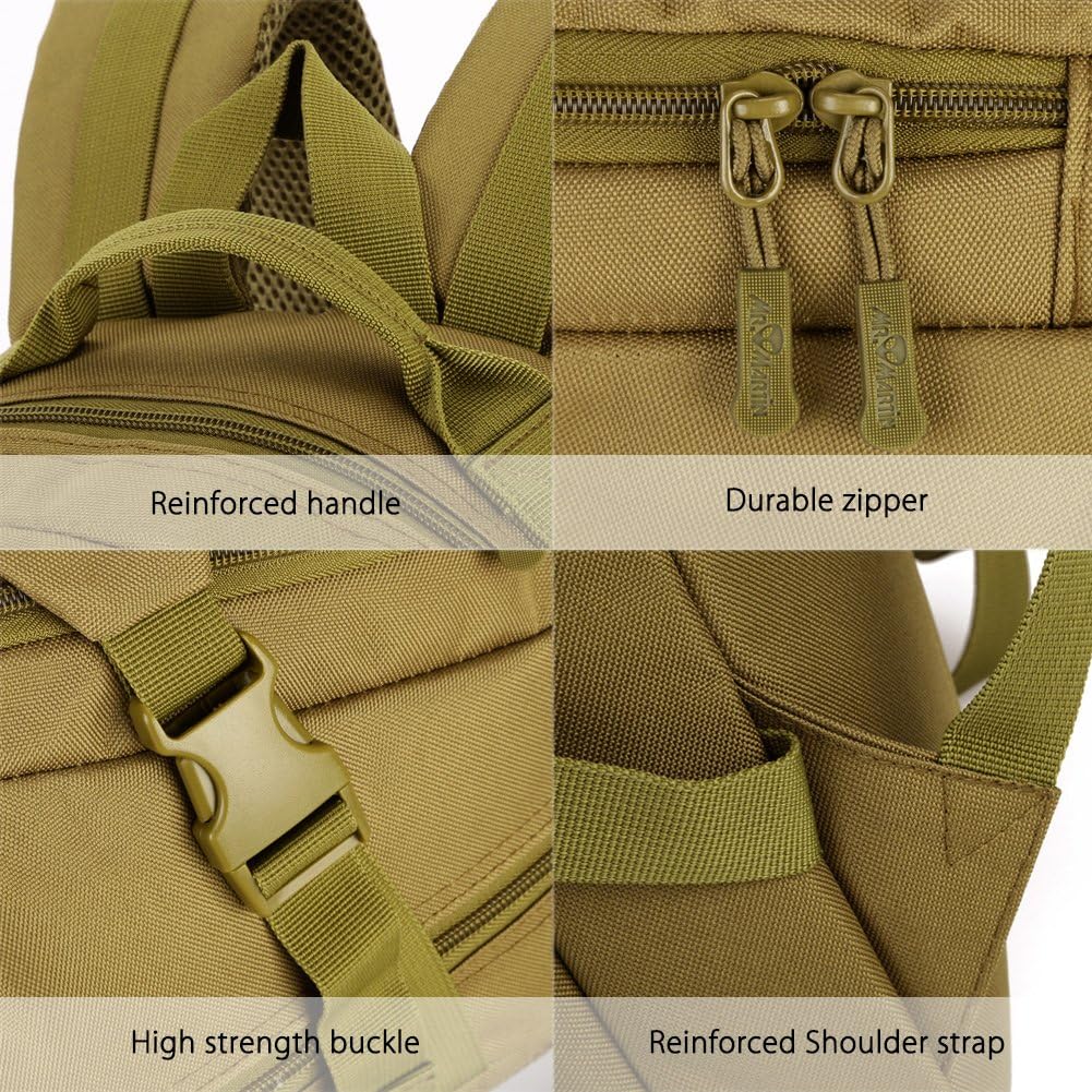 ArcEnCiel Motorcycle Backpack Tactical Military Bag for Outdoor Hiking Camping Trekking - Rain Cover+Patch Included