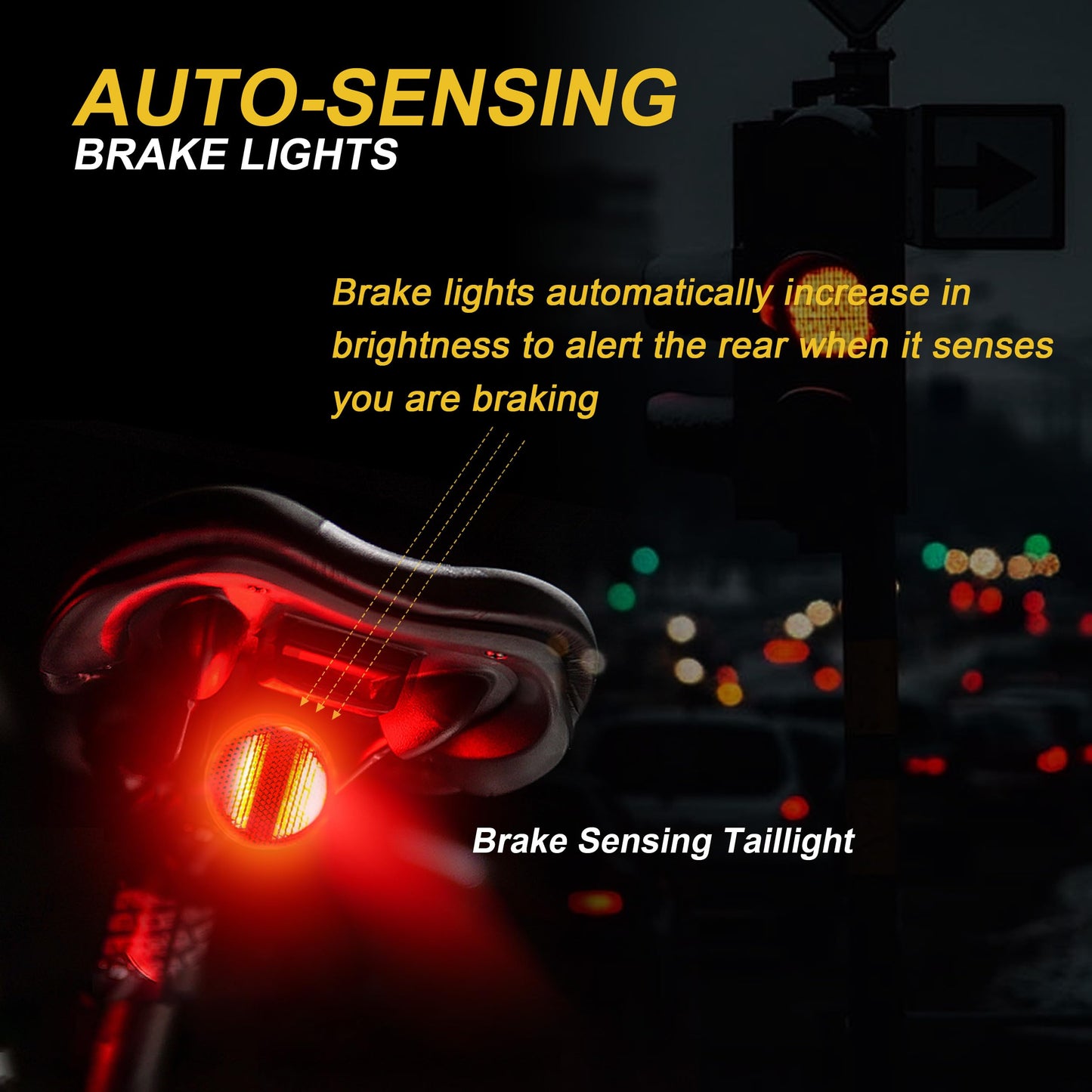 2025 New Brake Sensing Bike Tail Light, Ultra Bright IPX6 Waterproof Bicycle Rear Cycling Safety Flashlight Type C USB Rechargeable, 5 Light Modes for Adults Kids Men Women Road Mountain Accessories