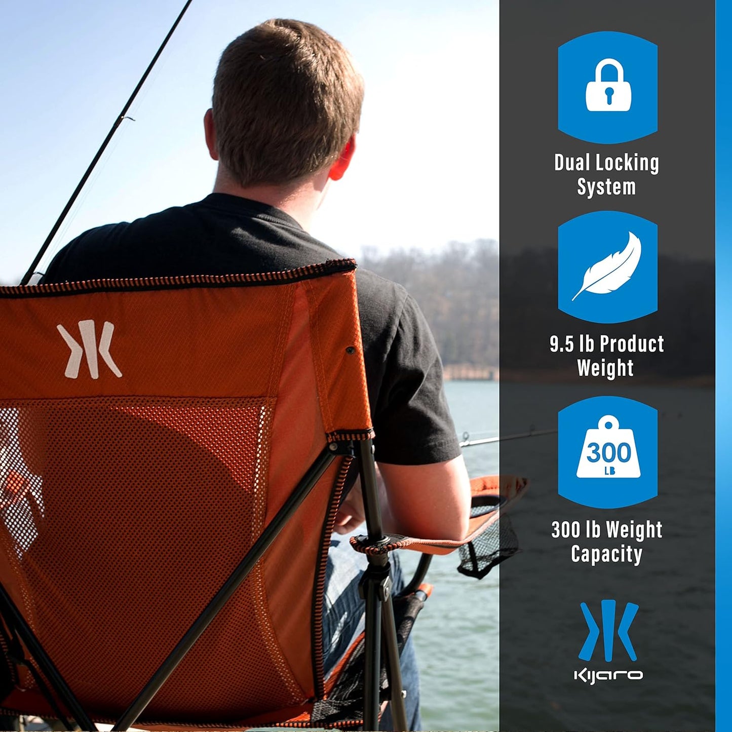 Kijaro Portable Camping Chairs - Enjoy the Outdoors with a Versatile Folding Sports Chair for Outdoor & Lawn - Dual Lock Feature Locks Position – Hallet Peak Gray