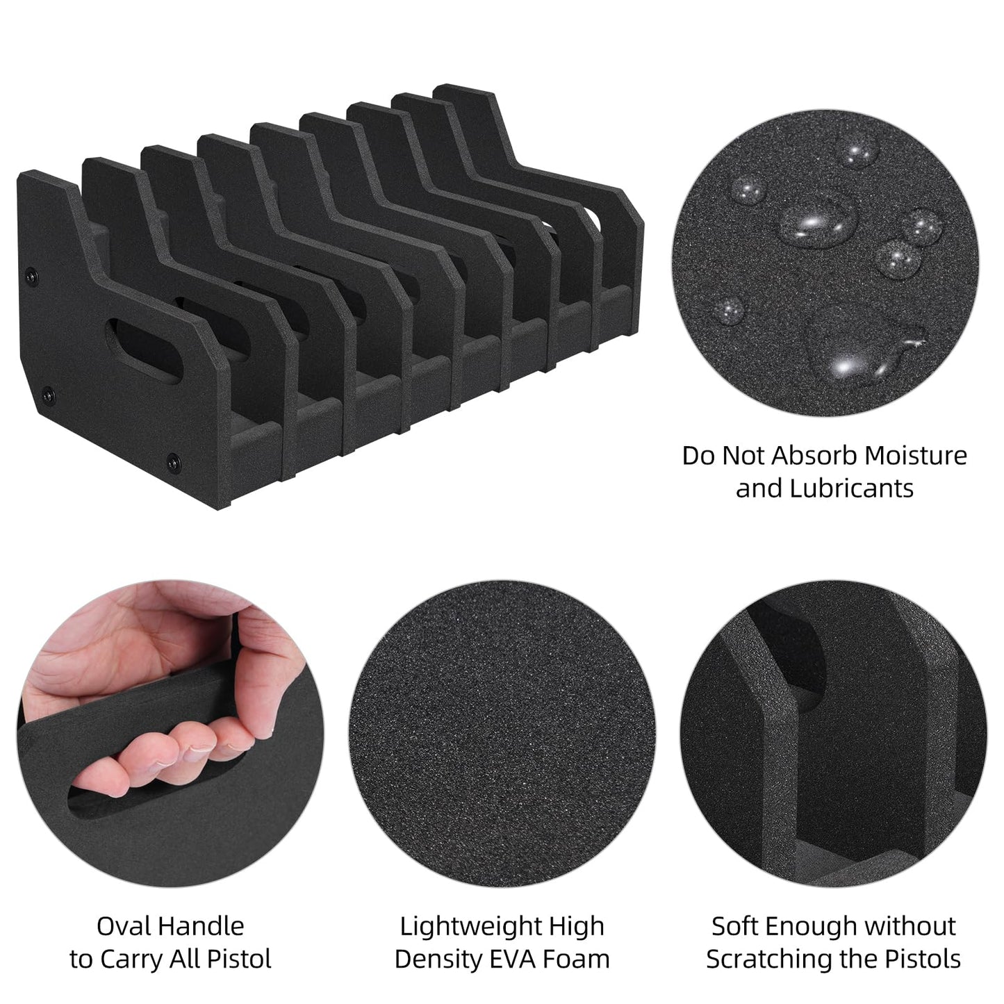 EZshoot Foam Pistol Rack for Gun Safe Shelf Handgun Rack Pistol Stand for Storage Revolver Rack Pistol Holder Gun Cabinet Accessories for Storage