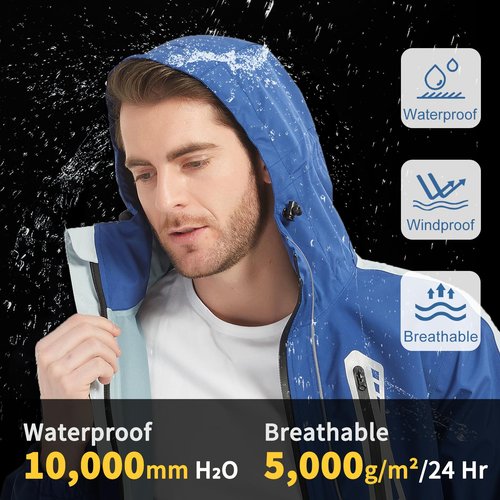 Men's Lightweight Waterproof Rain Jacket Arasiyama Windproof Raincoat with Hood Outdoor Ventures for Hiking Golf Travel