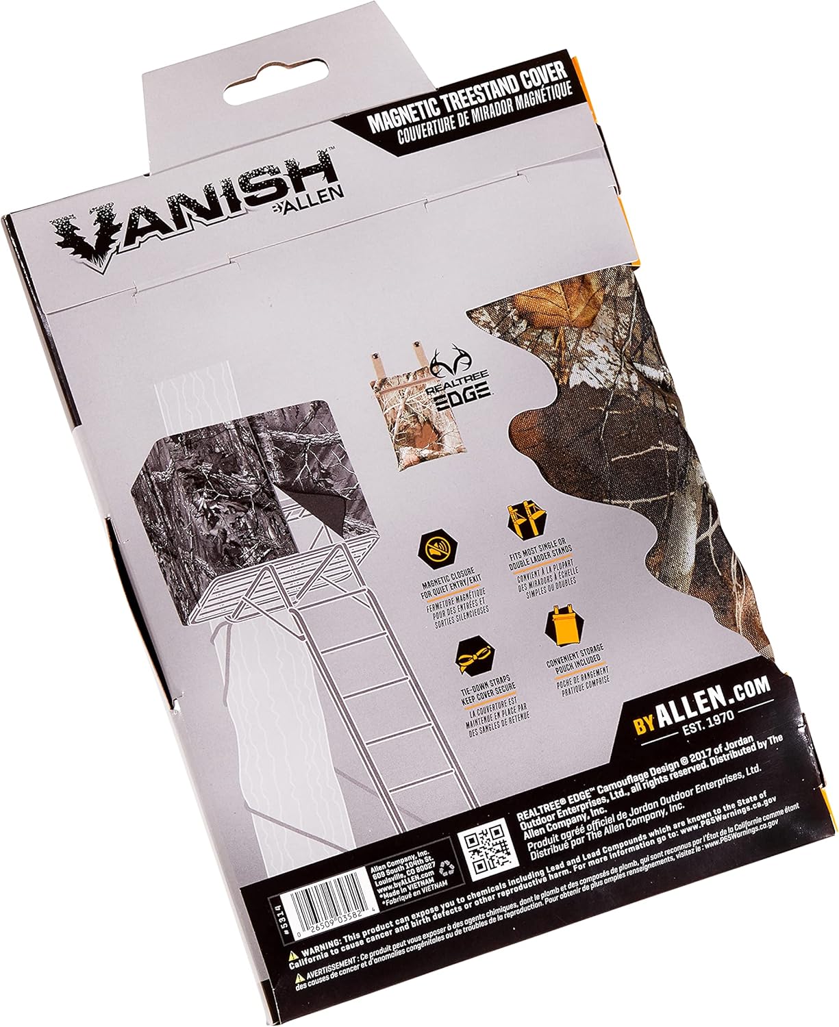 Allen Company Magnetic Treestand Cover Blind Kit - Tree Stand Camo Blind Cover - Quick Set Up and Take Down - Realtree Edge or Mossy Oak Options