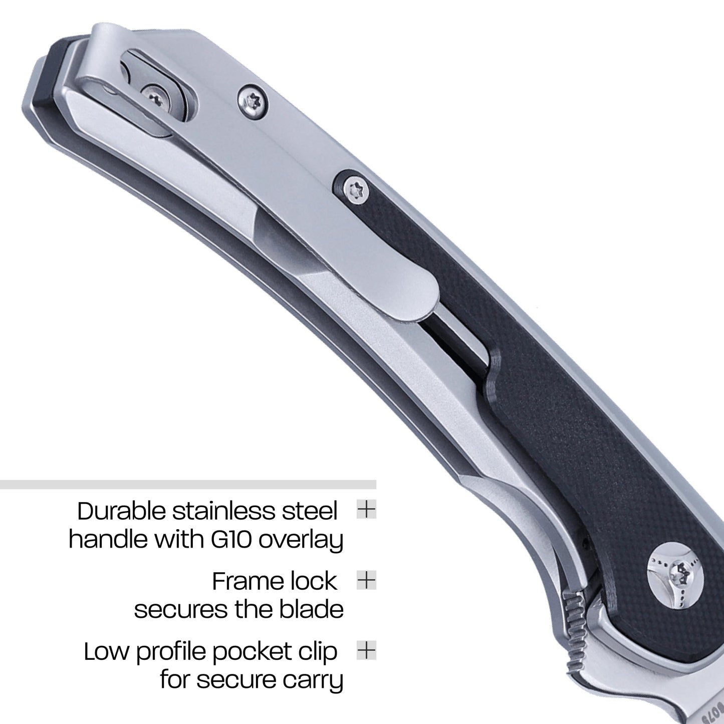CRKT Padawan Everyday Carry Folding Knife: Wharncliffe with 14C28N Steel Blade, Stainless Steel Handle w/G10 Overlay, Frame Lock, 6075