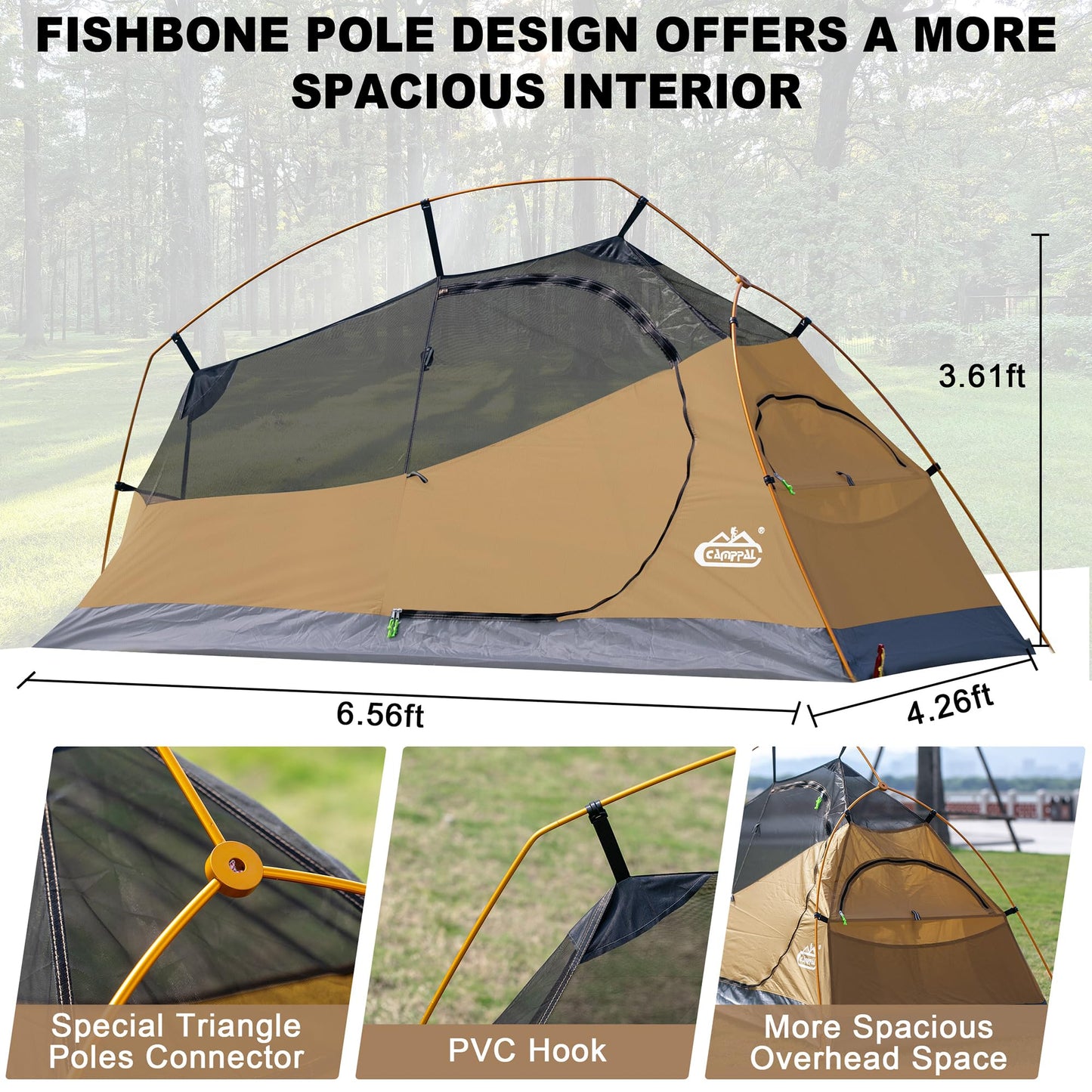 1 Person Backpacking Tent Waterproof Windproof Single Person Tent Lighweight Compact One Person Tent Easy Setup for Camping, Hiking, Mountaineering, Cycling, Biking - Khaki