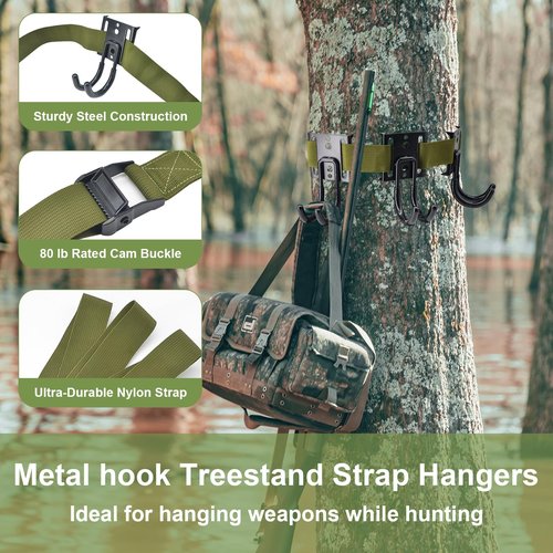 succulentlovers Tree Strap Gear Hanger Hunting - Tree Stand Bow Hangers Includes 4 Tree Gear Hooks & Tie Down Straps Tree Saddle Accessories Bow Hunting Gear for Hunting