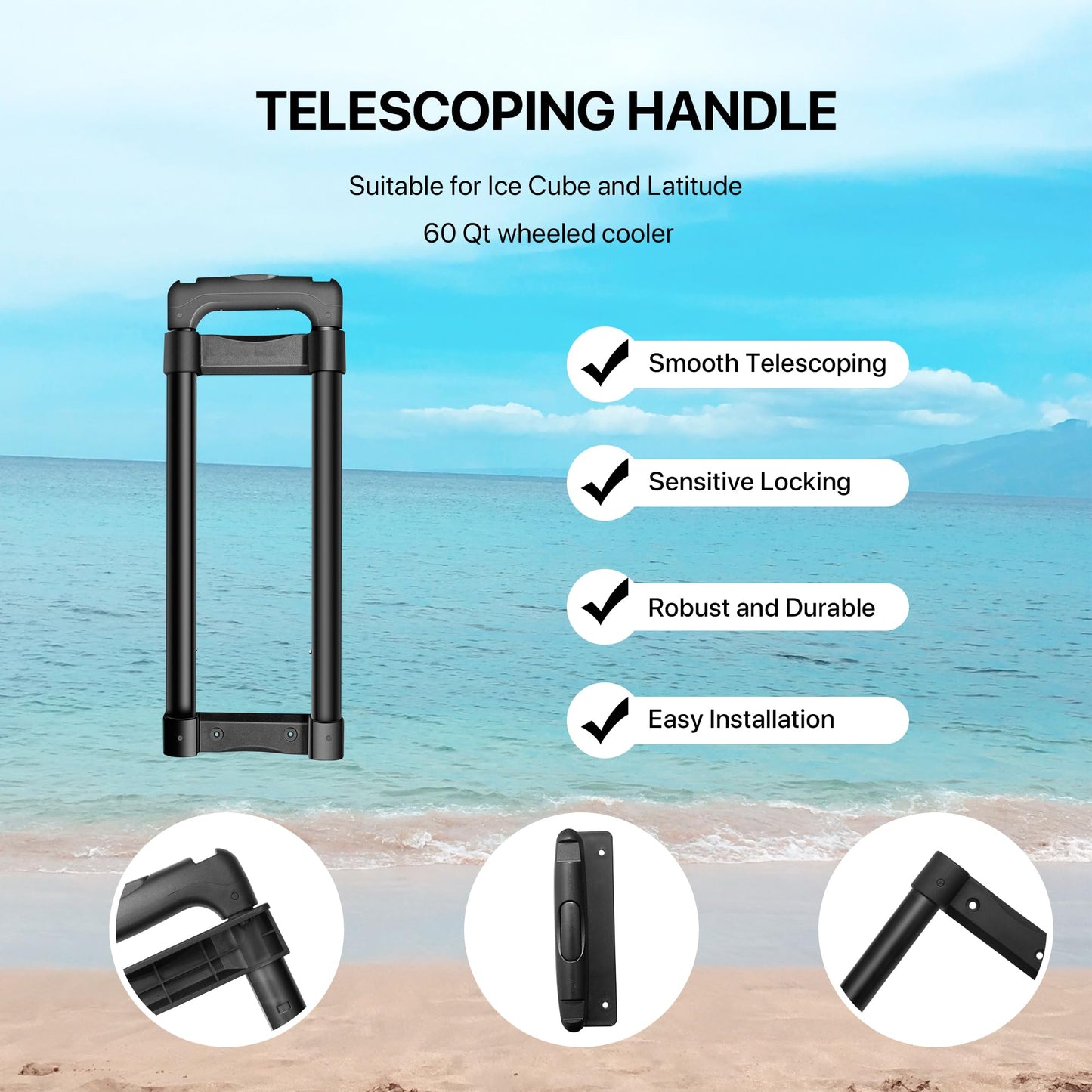 LBB-Parts Telescoping Handle Replacement for Igloo Ice Cube and Latitude 60 Qt Wheeled Cooler,Cooler 60 Qt Telescoping Handle Kit