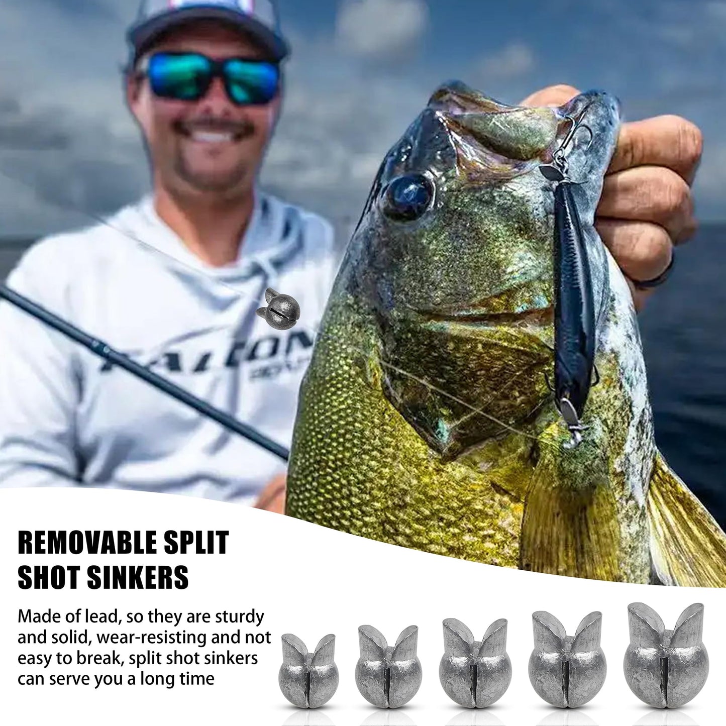 100 Pack Split Shot Fishing Weight Removable Clip On Fly Fish Line Sinkers Round Egg Fishing Sinker Saltwater Lead Weight Bass Fishing Freshwater 3.0g