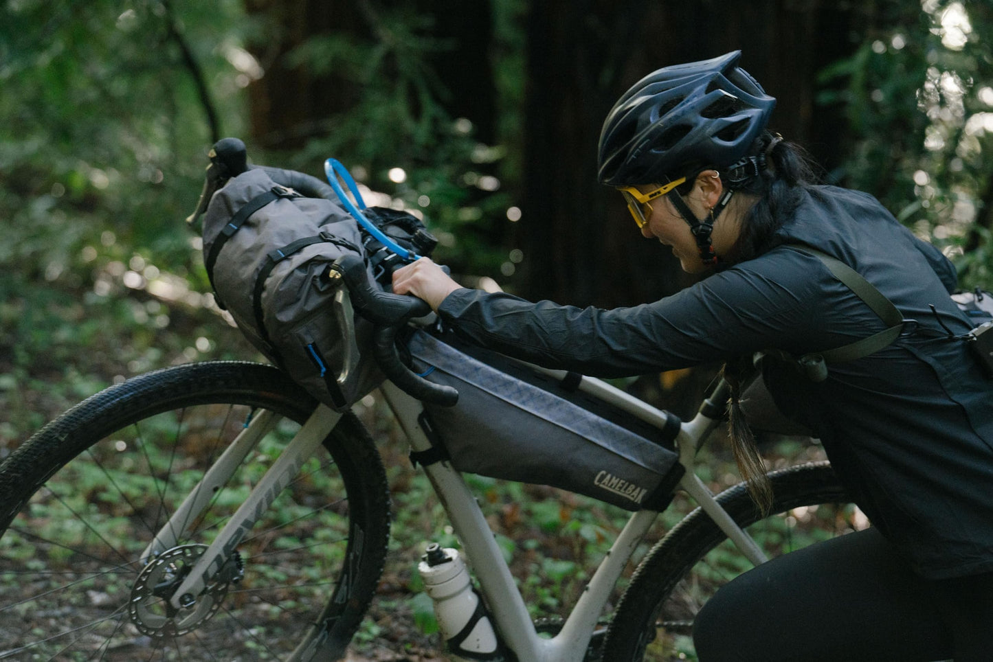 CamelBak M.U.L.E. Bikepacking Waterproof Triangle Frame Pack - Includes 2L Quickstow Hydration Reservoir Bladder, Large