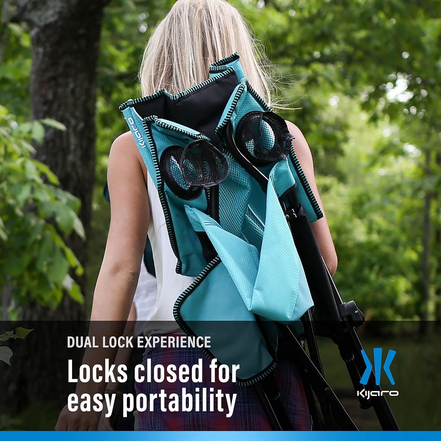 Kijaro Enjoy Versatile Folding Sports, Outdoor Chair & Lawn Chair, Dual Lock Feature, Maldives Blue (Hard Arm)