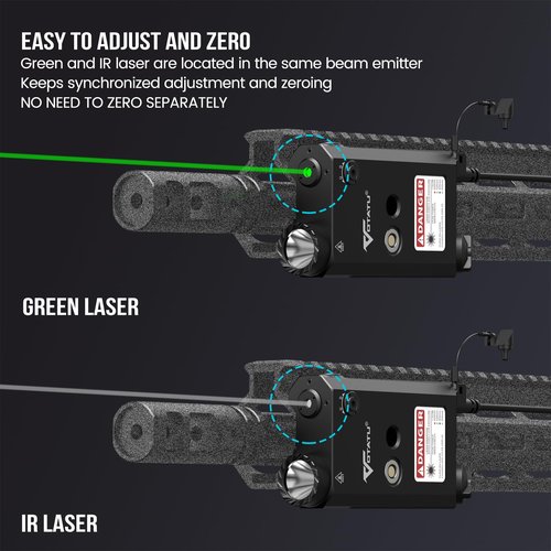 VOTATU V840 Green &IR Laser Light Combo, 1500 Lumens Tactical Flashlight Laser for AR Rifle Compatible with M-LOK Picatinny Rail, Weapon Light with Pressure Switch and USB Magnetic Rechargeable