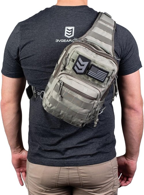3VGEAR Posse EDC Sling Pack, 7L - MOLLE Compatible, Ambidextrous Strap - Rugged 600D Polyester Small Tactical Bag
