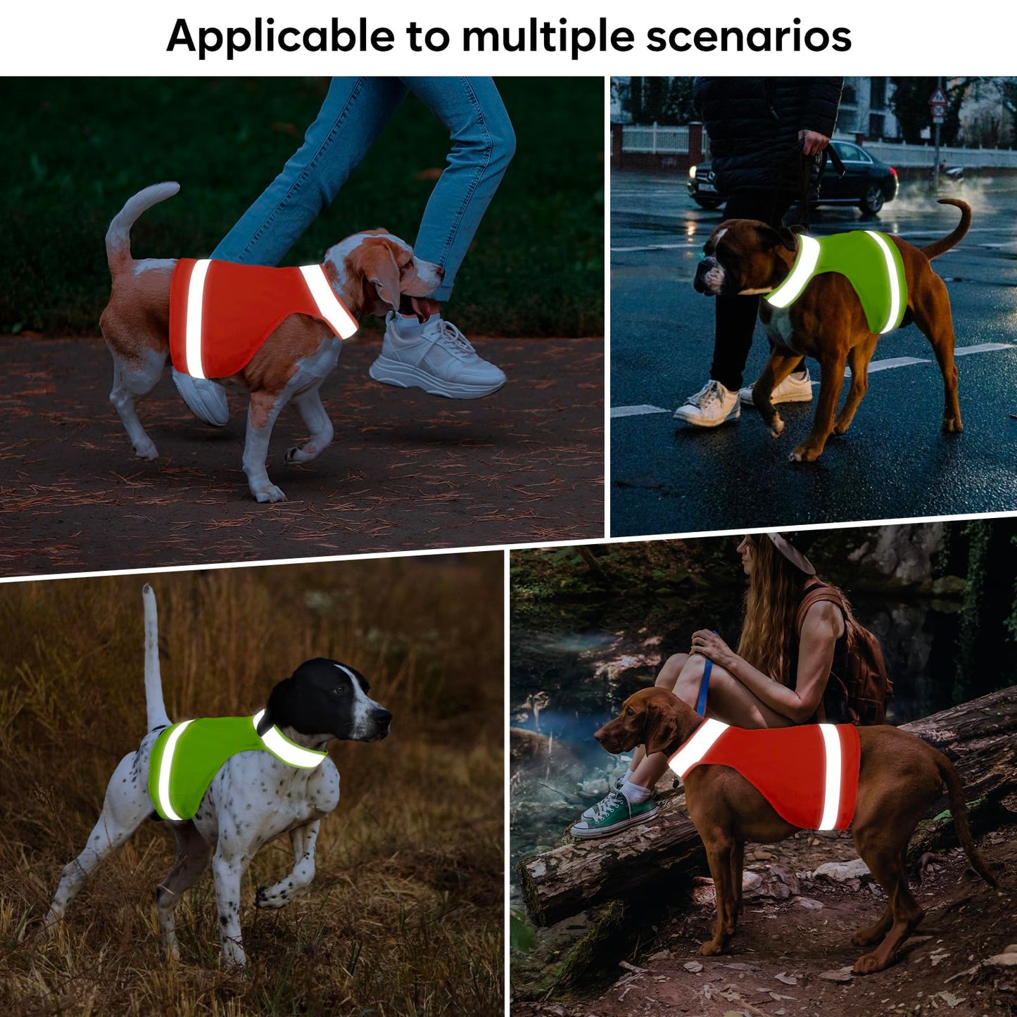 2 Pieces Dog Hunting Vest, High Visibility Reflective Vest, Soft Adjustable Hiking Vest for Outdoor Hunting and Walking Night (Fluorescent Green&Blaze Orange, L)