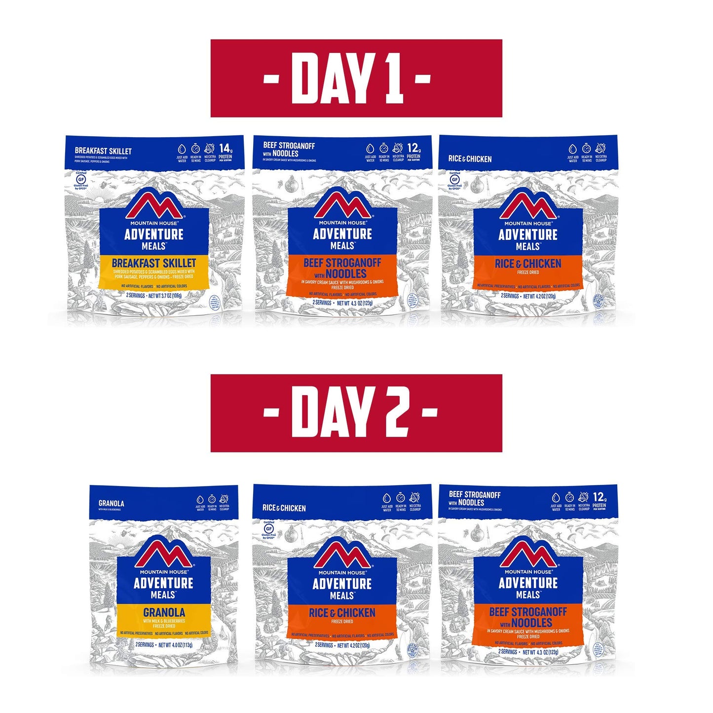 Mountain House 3-Day Emergency Food Supply | Freeze Dried Survival & Emergency Food | 18 Servings & Adventure Weekender Kit | Freeze Dried Camping & Backpacking Food | 12 Servings